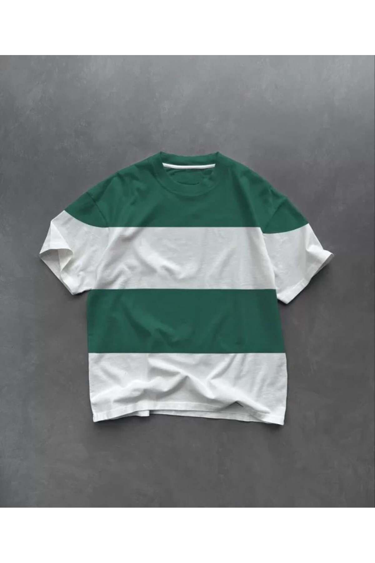 modamtn Unisex Bisiklet Yaka Parçalı T-Shirt - Yeşil