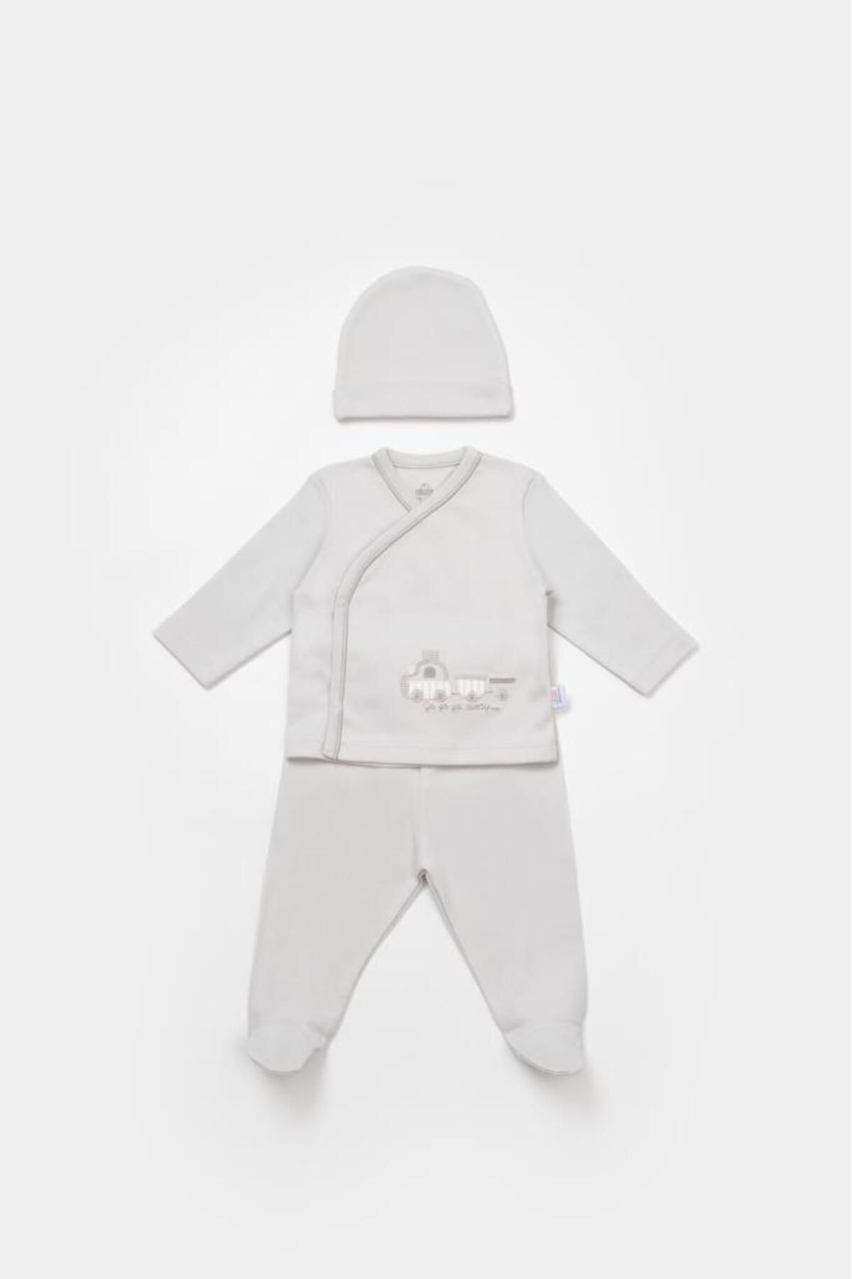 MBB ETİCARET Bibaby Bimini Canvas Trains Boy 3'Lü Set 73349 Grey