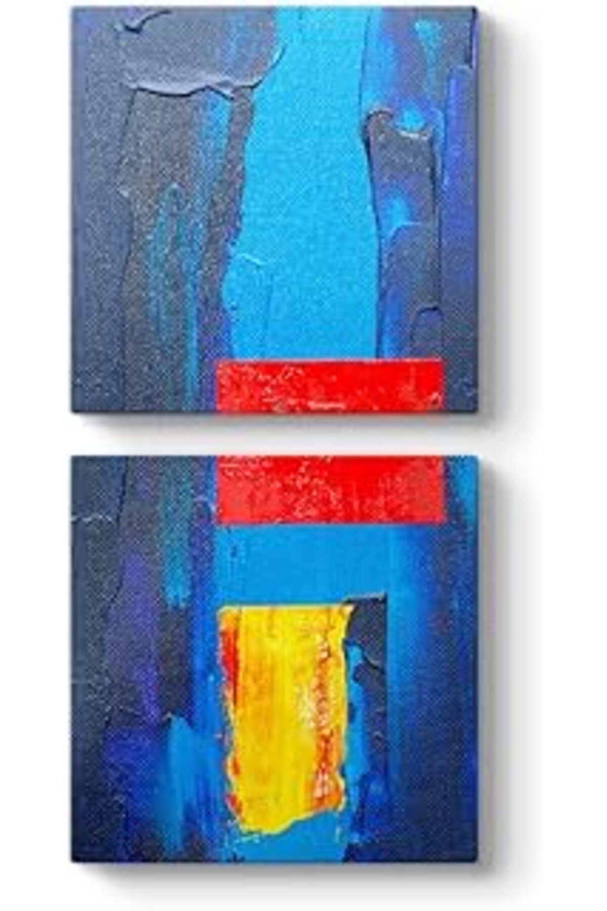 NETWORK ART Tabloshop Mavi Kırmızı Sarı Soyut Kanvas Tablo 30 X 63-2 Parçalı