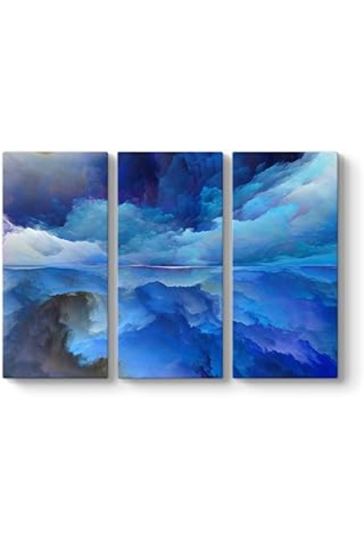 NETWORK ART Tabloshop Soyut Mavi Bulutlar Kanvas Tablo 111 X 75-3 Parçalı