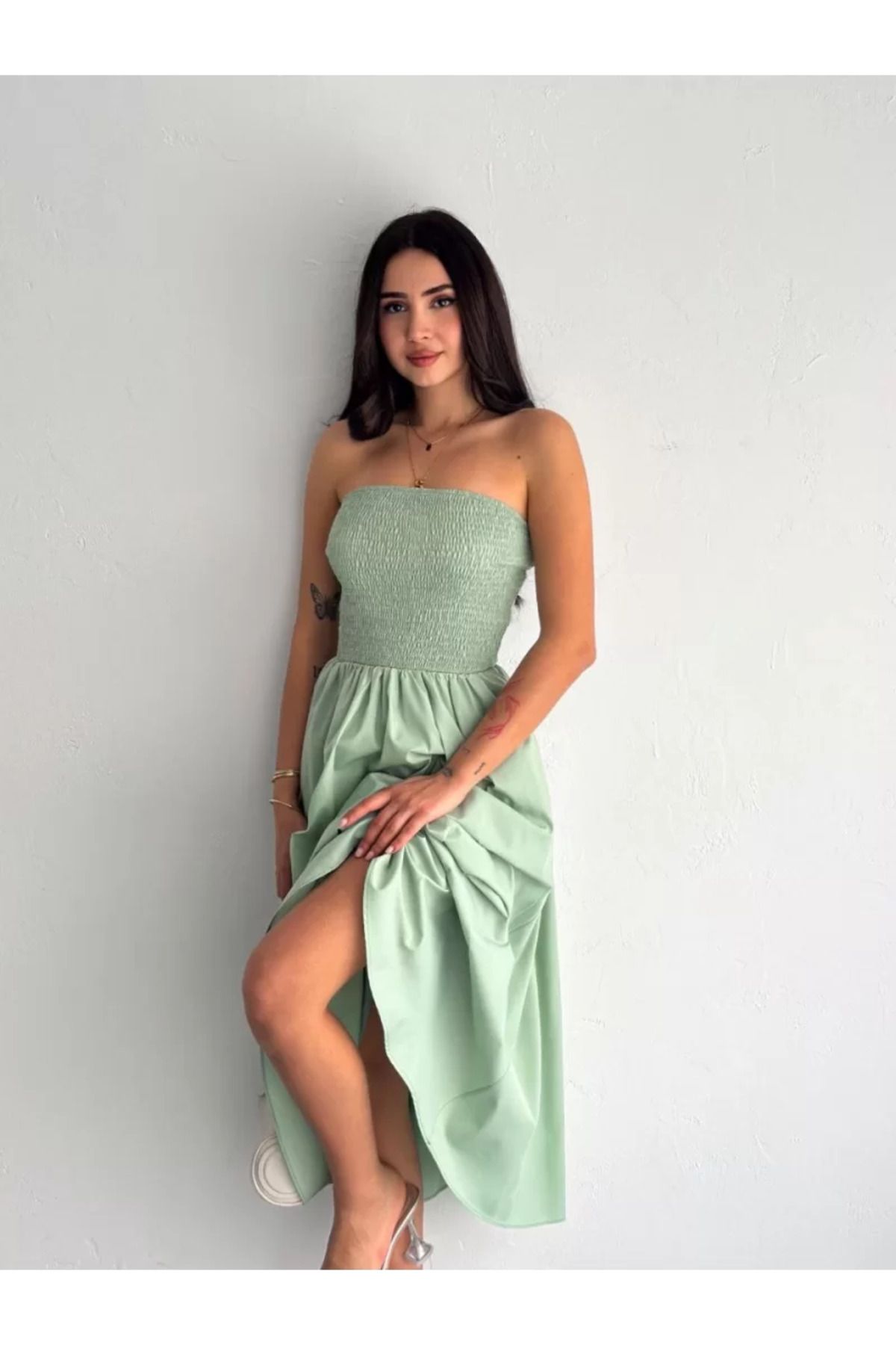 ruum fashions Straplez Pileli Elbise