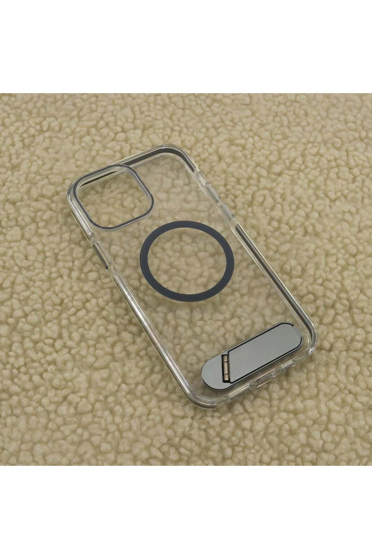 Case&Case iPhone 16 Uyumlu Standlı Şeffaf Görünümlü Magsafe Kılıf