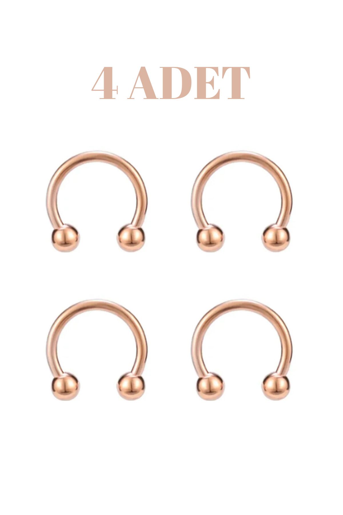 Blisse Piercing 4 Adet Cerrahi Çelik Piercing | Tragus Helix Kıkırdak Septum Burun Dudak Uyumlu