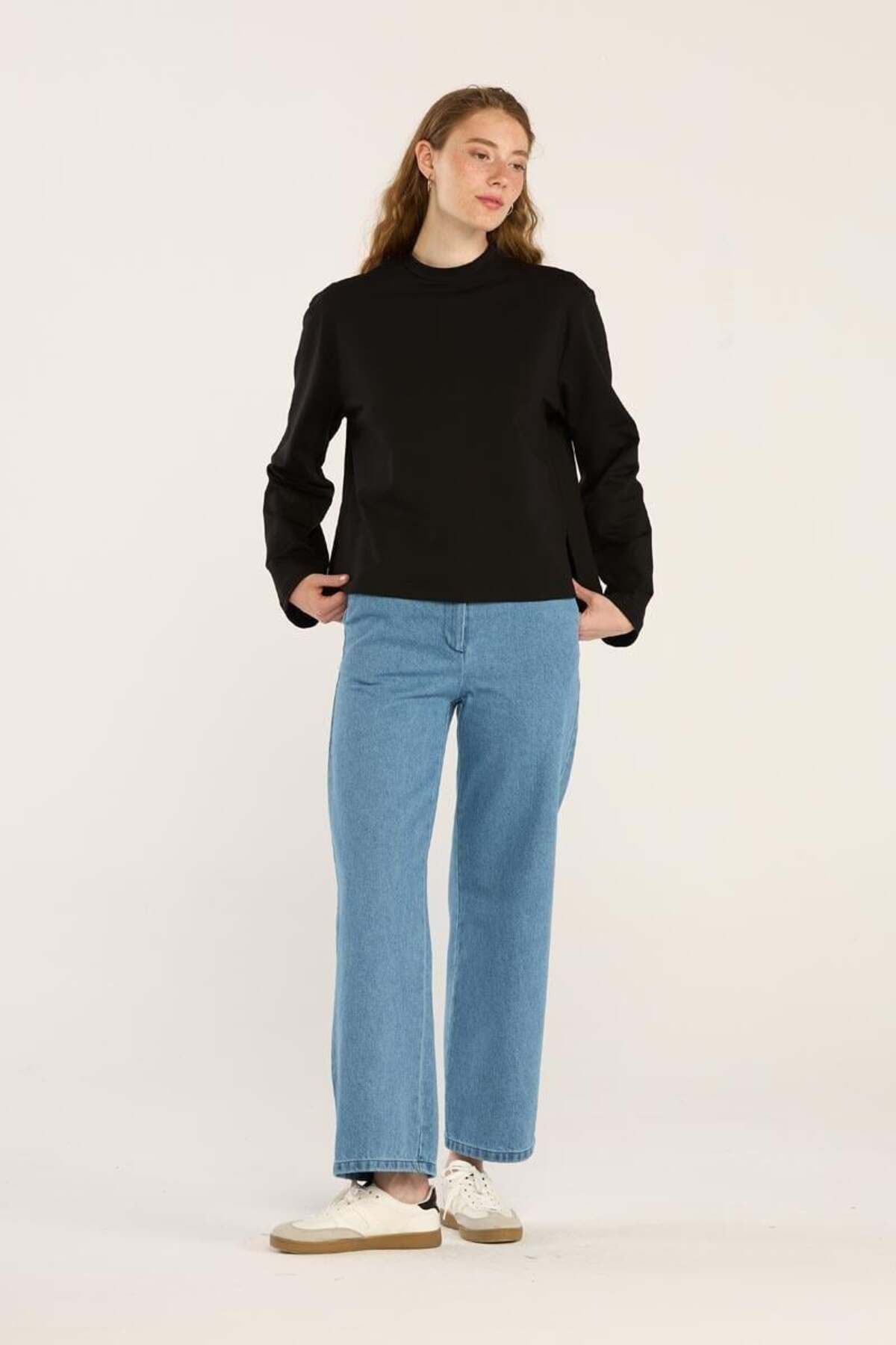 ALYOSHA FASHION Basic Etek Üstü Tshirt Siyah