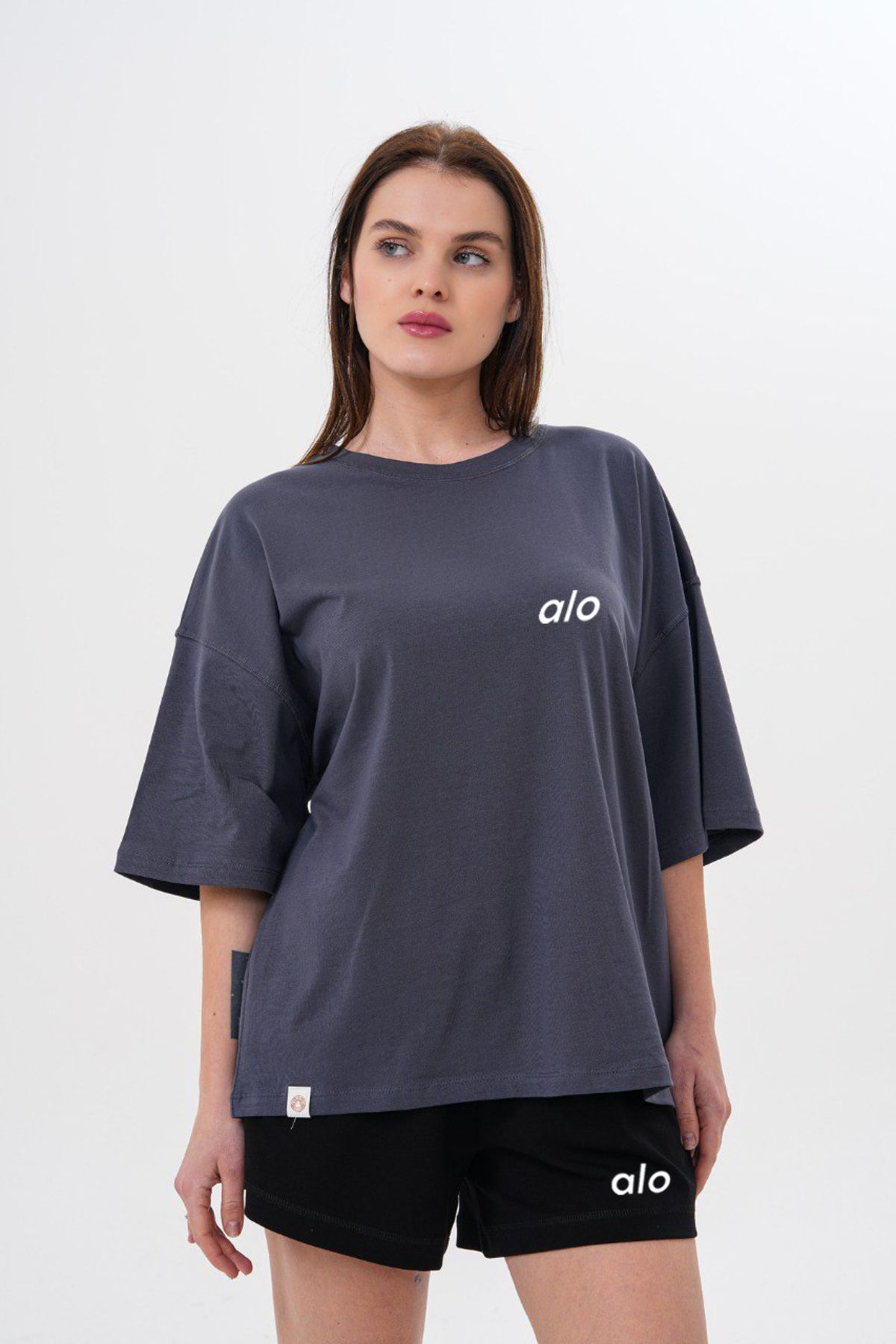 Kaptins KAPTİNS - KADIN PAMUKLU KISA KOLLU TSHIRT BASKILI RENKLİ OVERSİZE