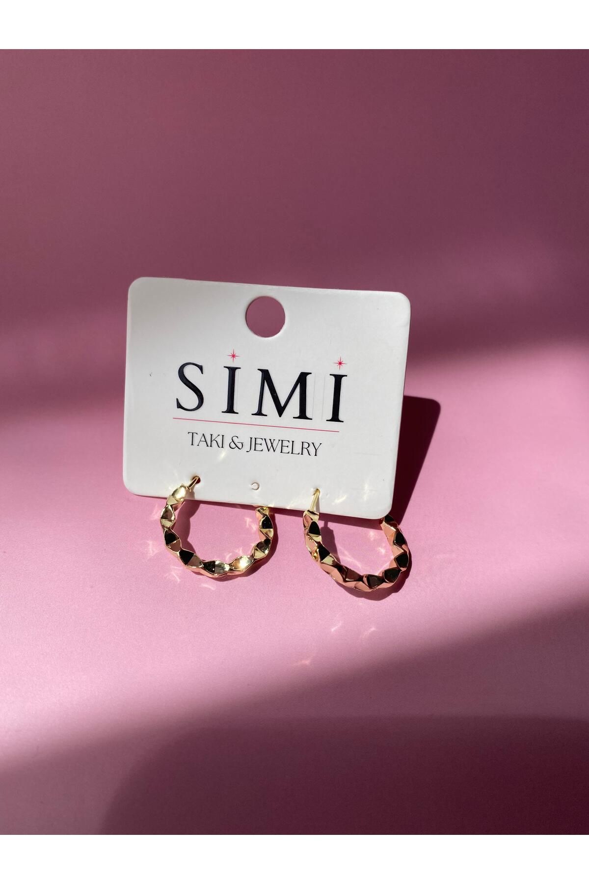 SİMİ TAKI VIP 14k Gold Parlak Halka Küpe