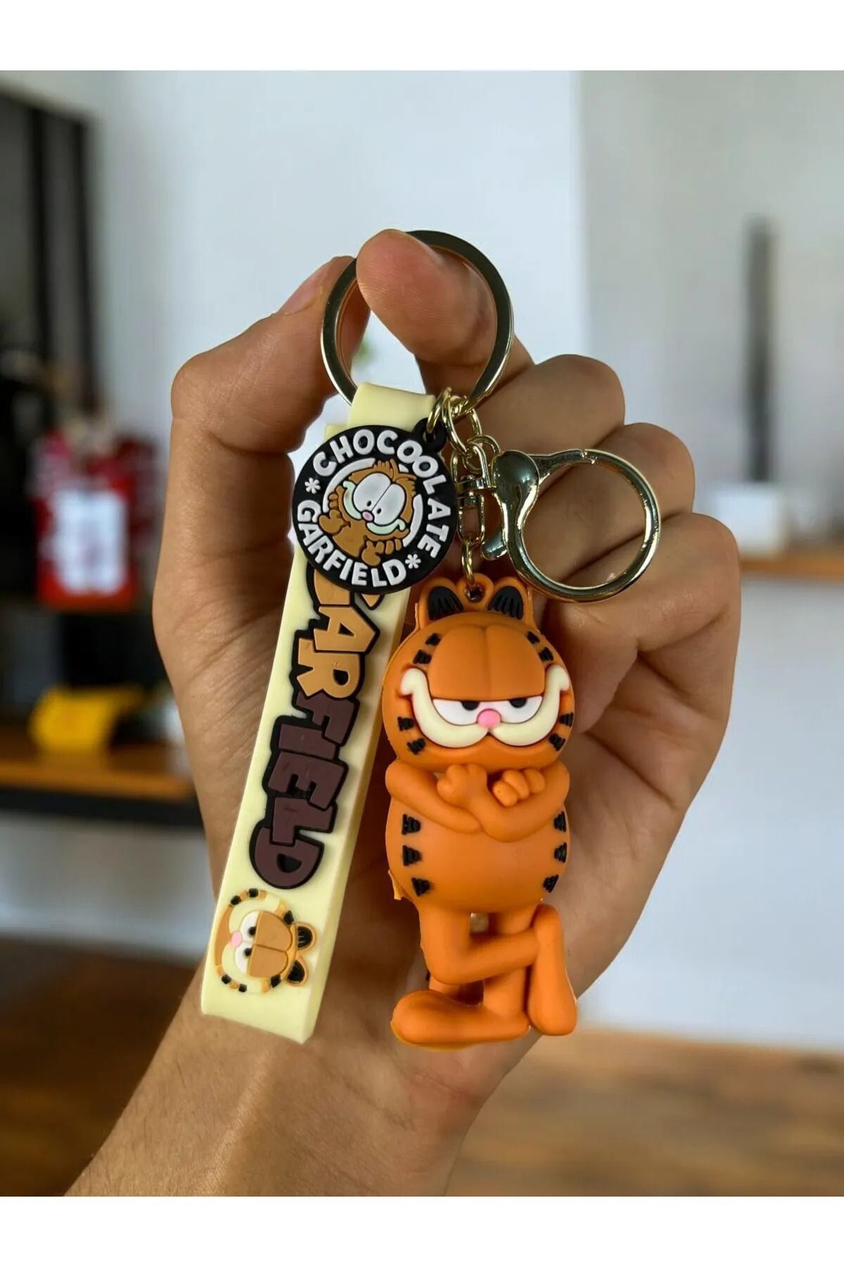 TAYEM Garfield Lüks Büyük Boy Silikonlu 3D Anahtarlık ve Çanta Süsü, Aksesuarı (1 Adet)