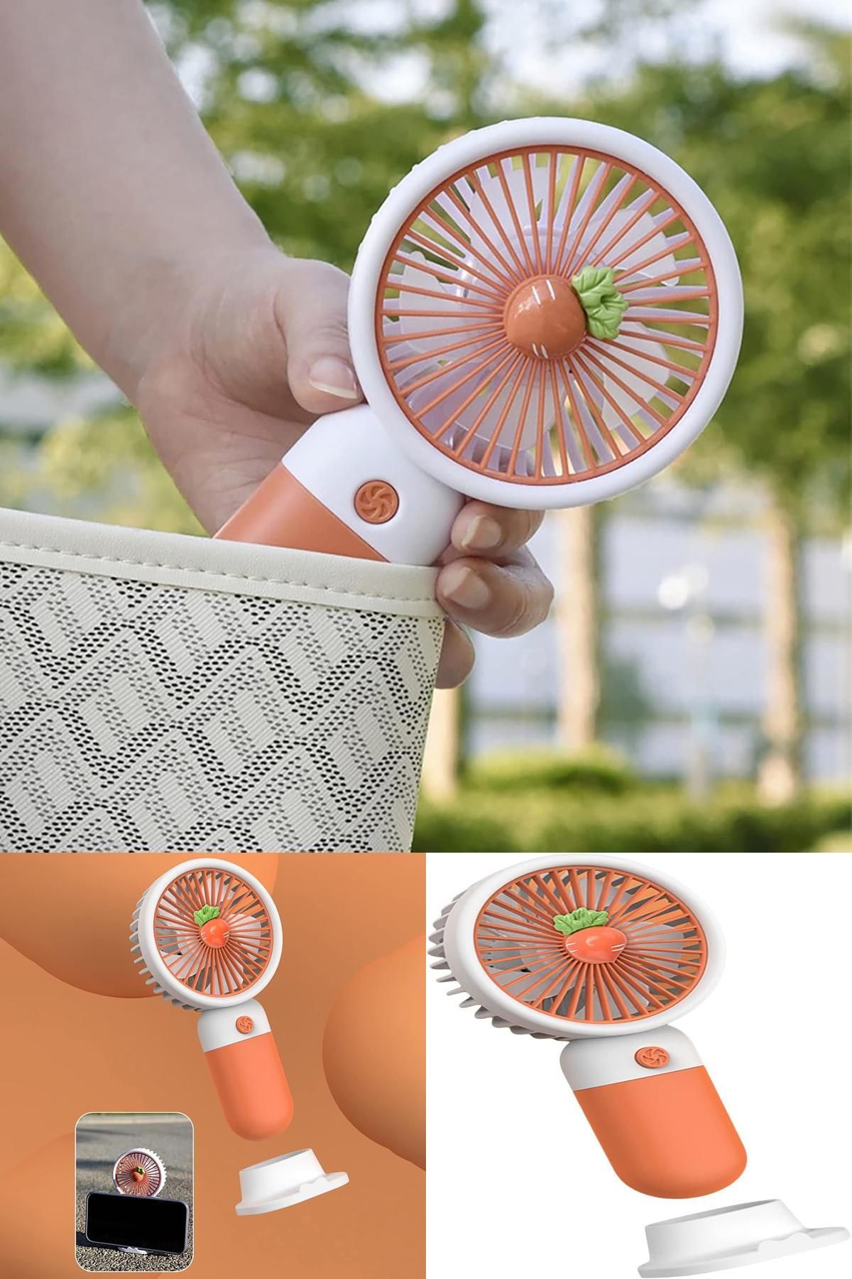 Midday Taşınabilir Havuç Şekilli El Fanı – USB Şarjlı, Masa Üstü Kullanıma Uygun Sessiz Mini Fan