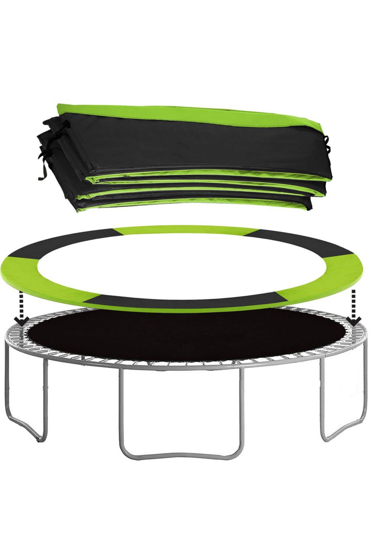 SERSIMO-Spring protection for trampoline with a diameter of 366 cm, Green and Black 3