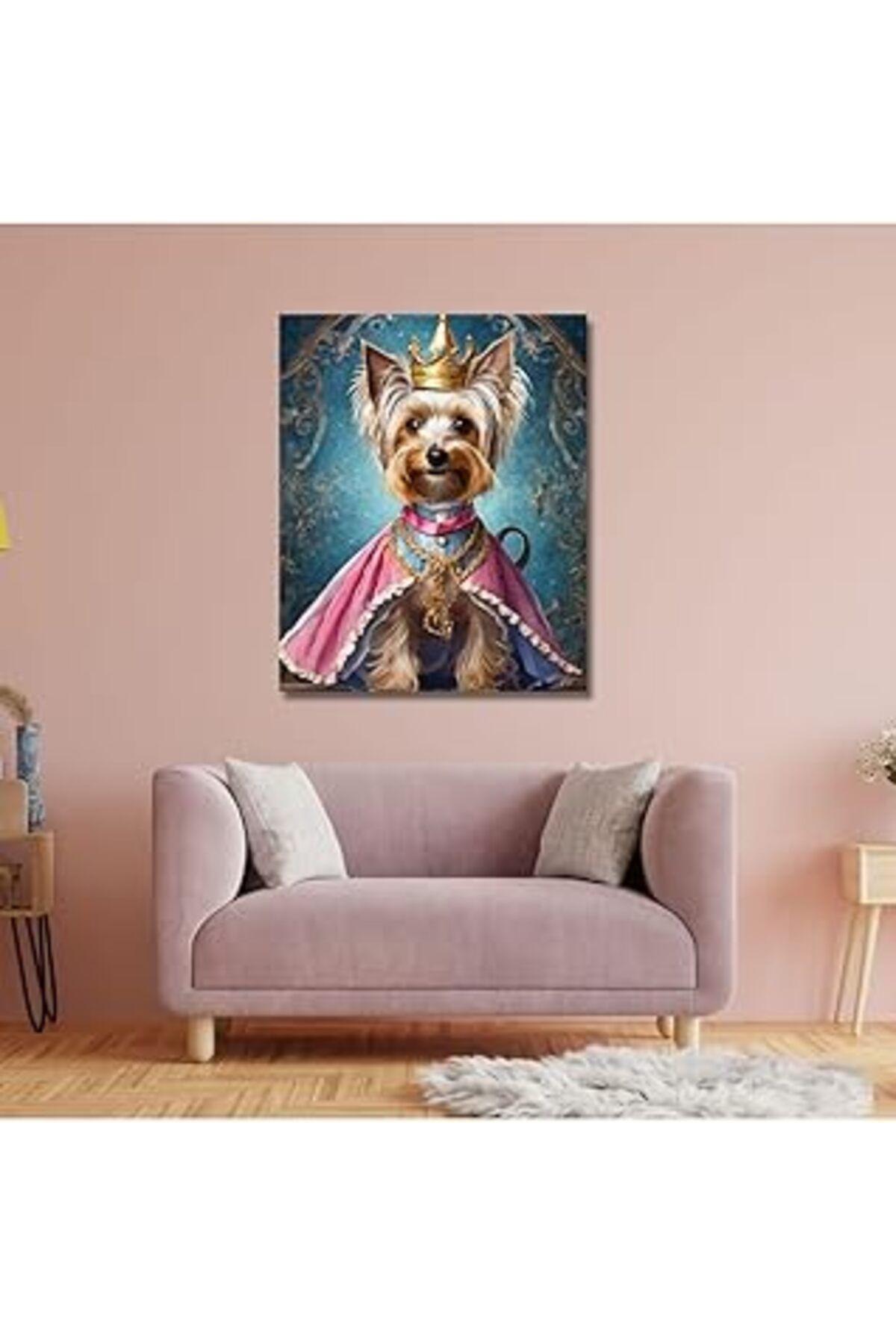 Pazarcan Gaagart Tekli Dikey Kanvas Duvar Tablosu Prenses Kostümlü Terrier Köpek 60 X 90 Gartnm7413