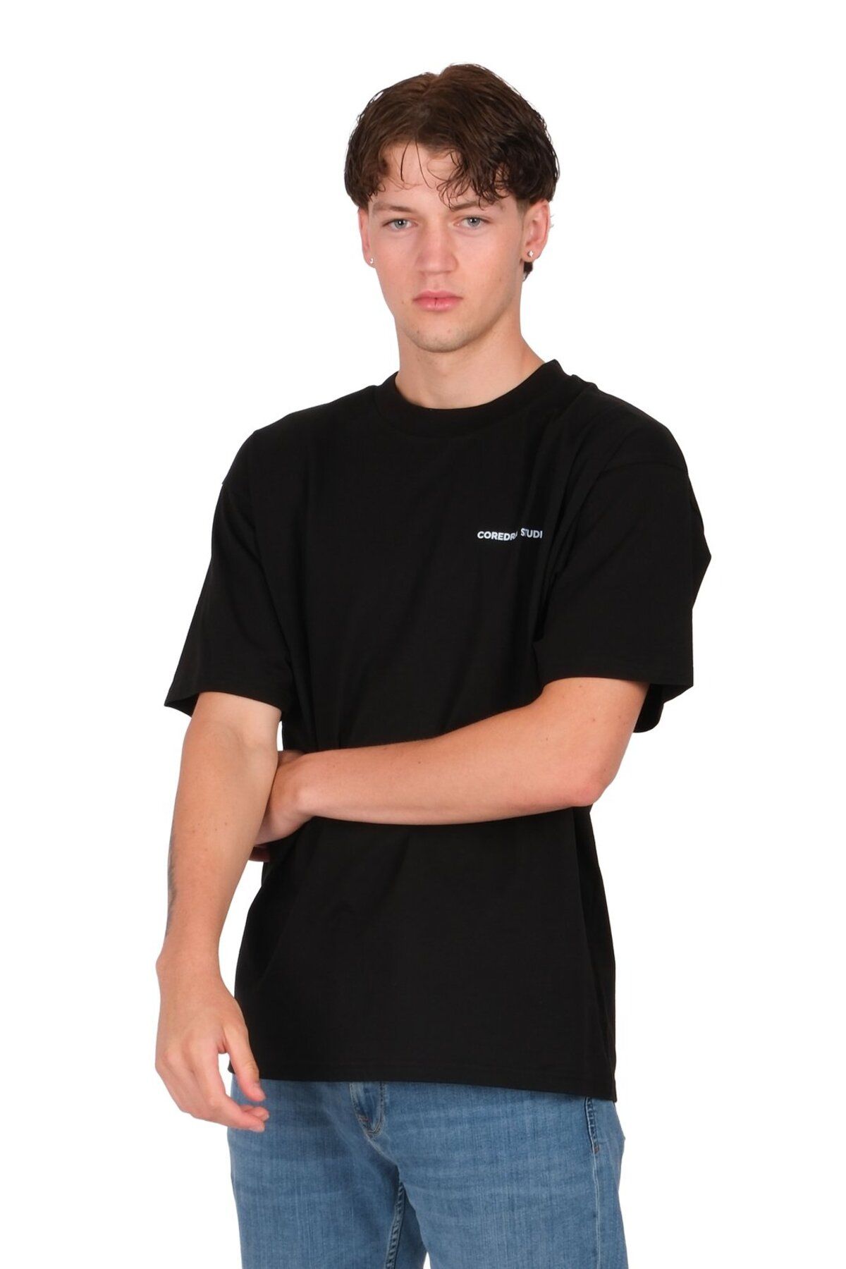 Coredra Anxiety Sun Oversize T-Shirt Erkek - Siyah C101