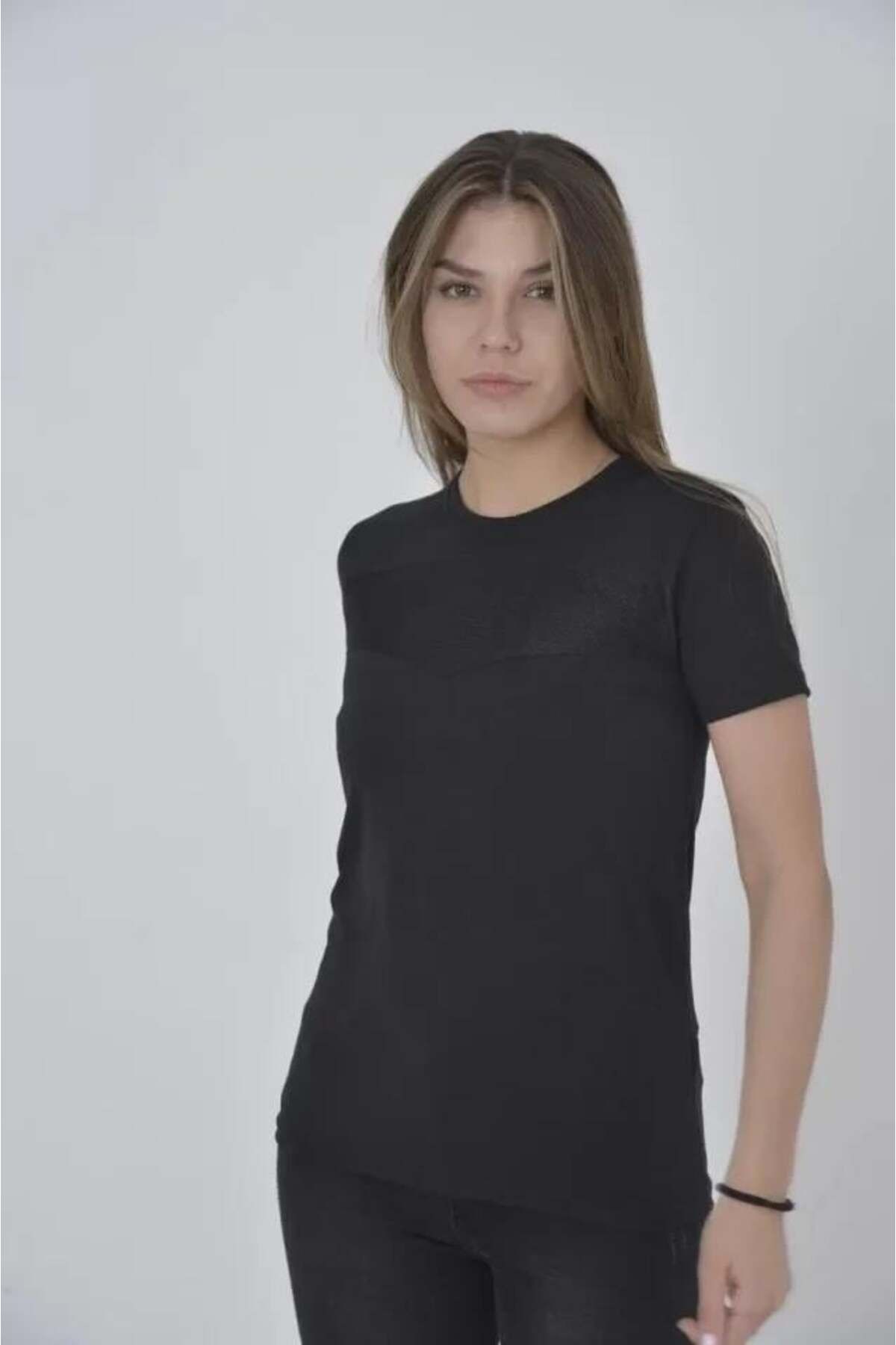 modamtn Gögüs Fileli Slim Fit T-shirt - Siyah
