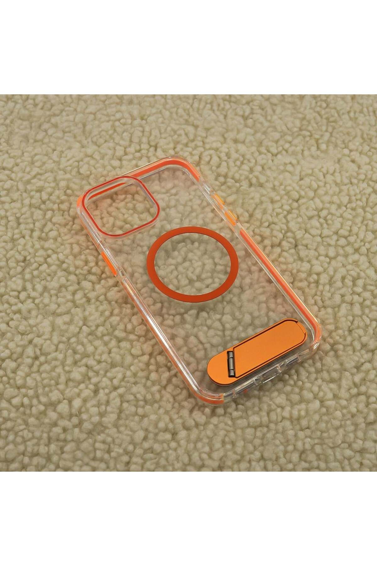 Case&Case iPhone 12 / 12 Pro Uyumlu Standlı Şeffaf Görünümlü Magsafe Kılıf