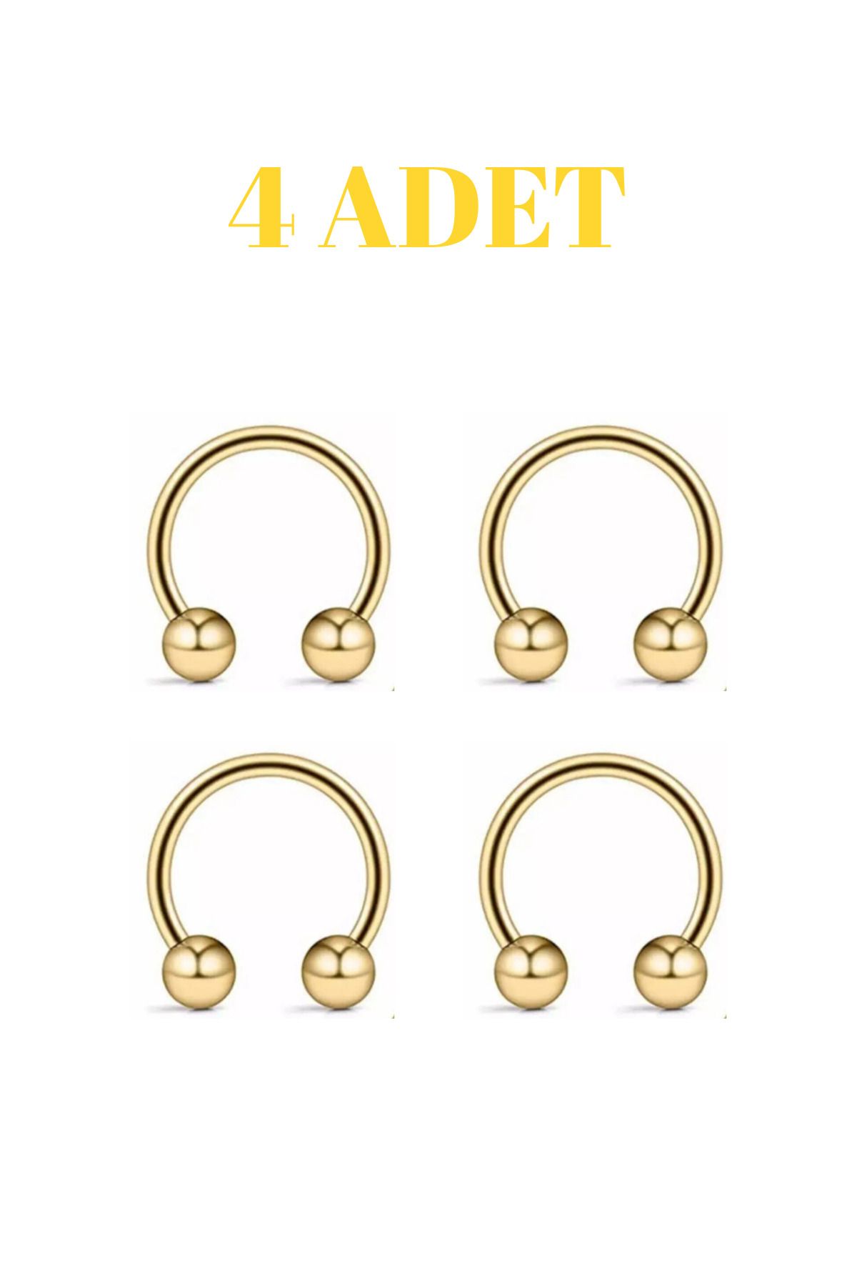 Blisse Piercing 4 Adet Cerrahi Çelik Piercing | Tragus Helix Kıkırdak Septum Burun Dudak Uyumlu