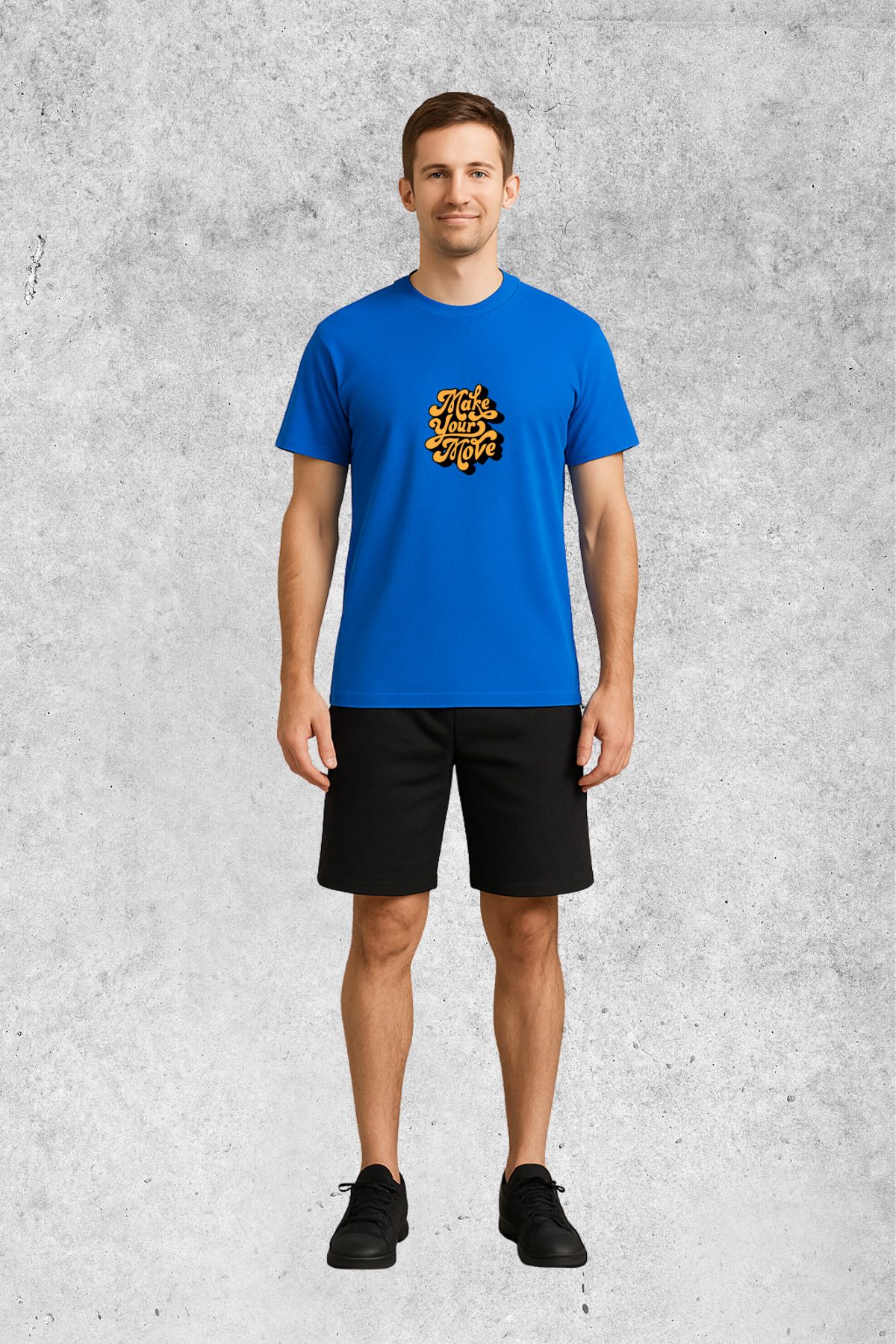 MOLICO Basic Unisex sıfır yaka kısa kollu MAKE YOUR MOVE BASKILI TSHİRT