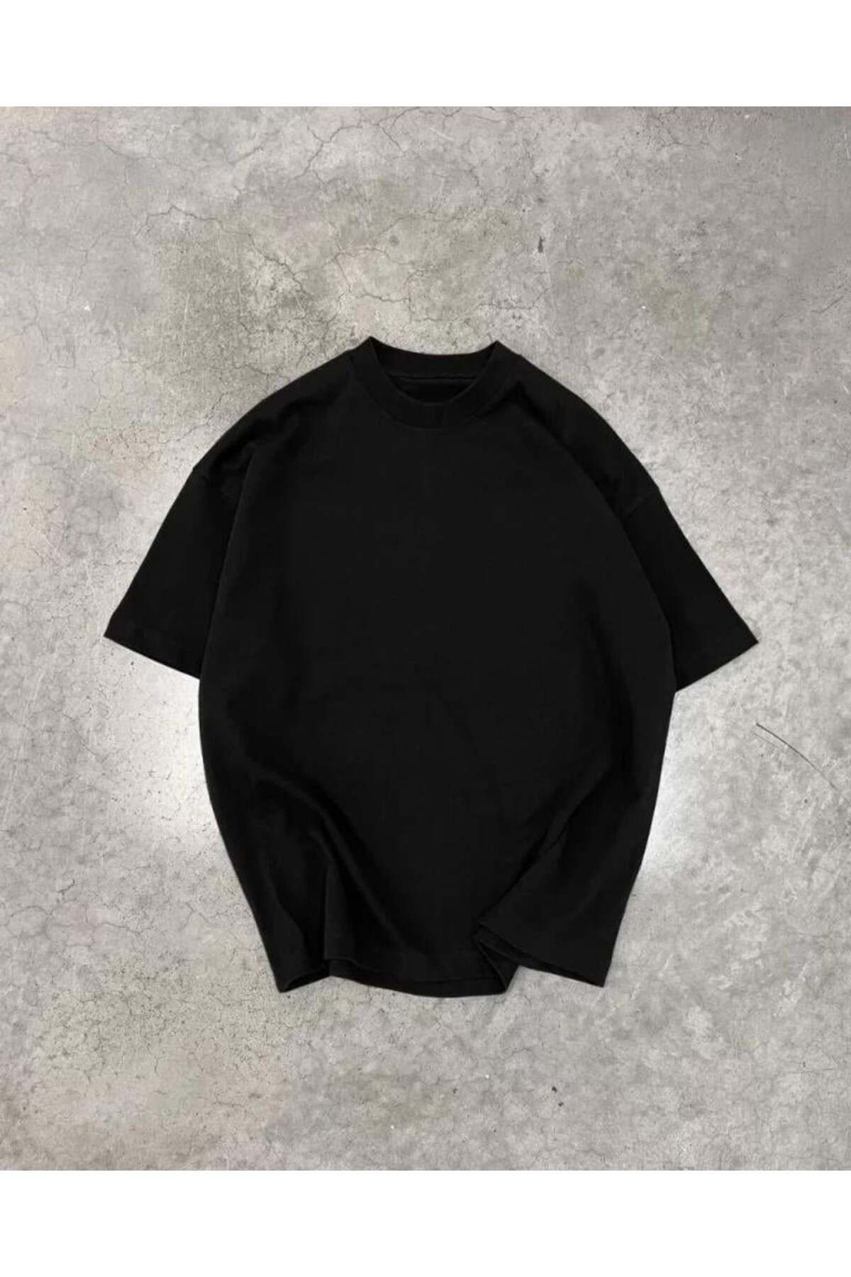 modamtn Unisex Basic Bisiklet Yaka Oversize T-Shirt - Siyah