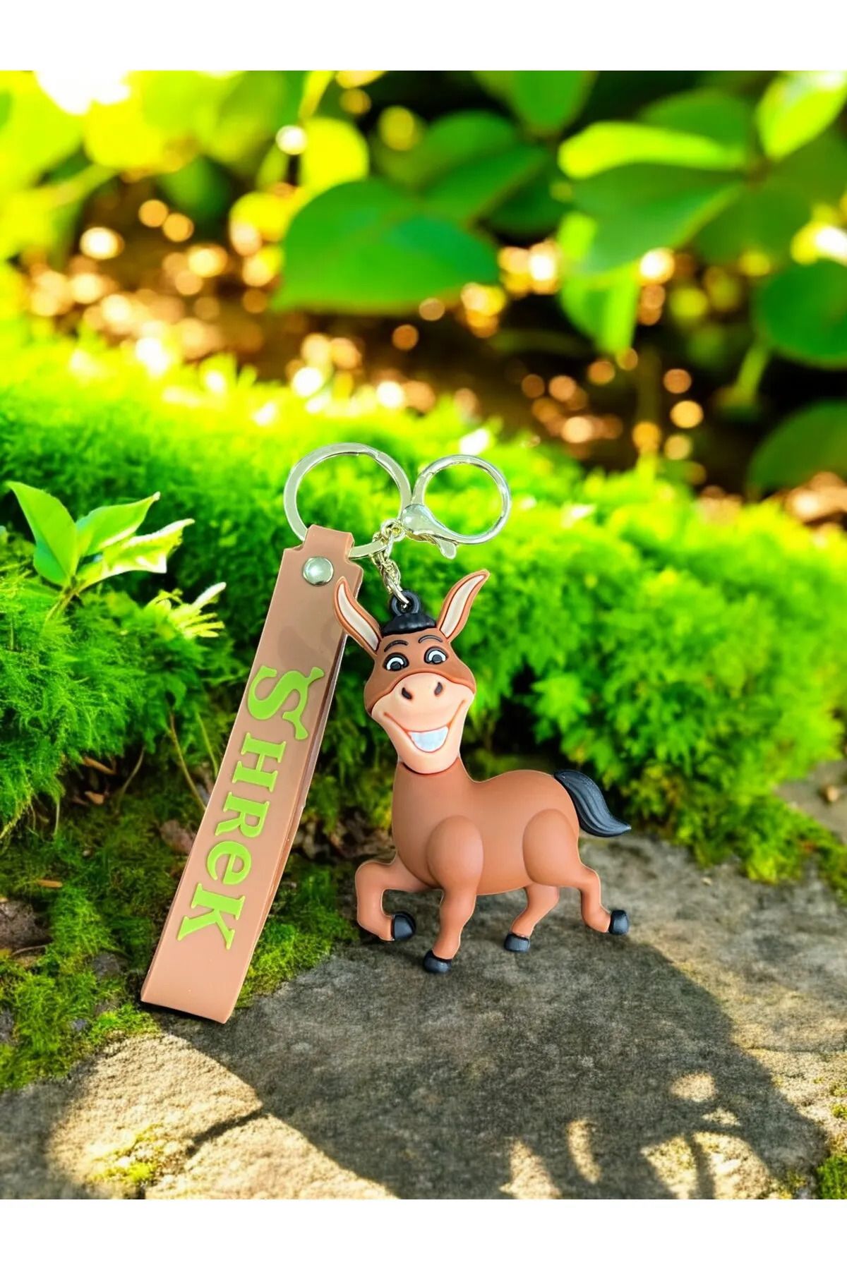 TAYEM Shrek Eşek Lüks Büyük Boy Silikonlu 3D Şrek Eşşek Anahtarlık ve Çanta Süsü, Aksesuarı