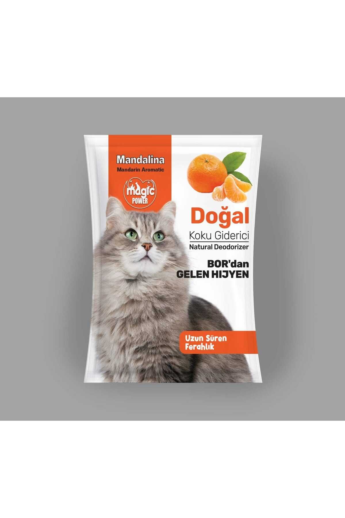 Magic Power Mandalina Aromalı Kedi Kumu Koku Giderici 25g Şase | Bor & Aktif Karbon | Doğal ve Hijyenik Formül