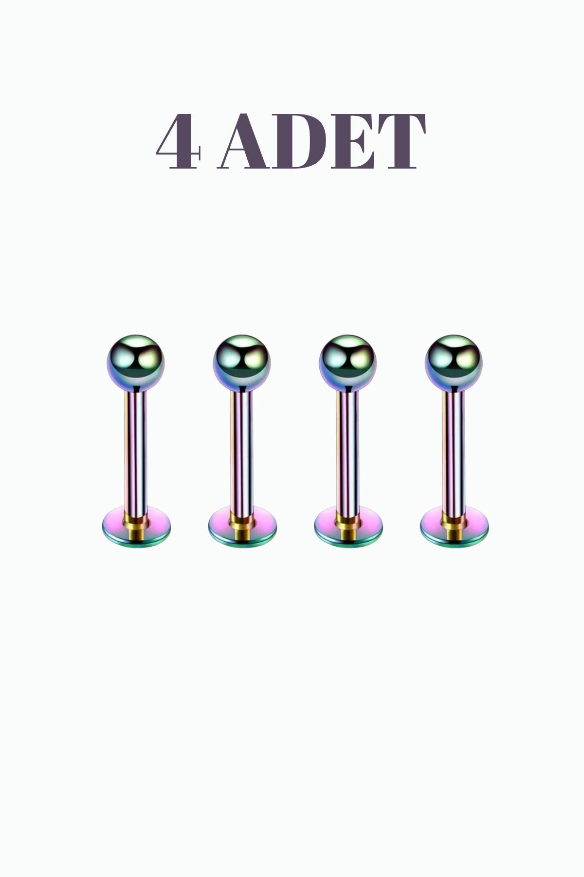 Blisse Piercing 4 Adet Cerrahi Çelik Tragus Labret Helix Kıkırdak Dudak Medusa Piercing Seti