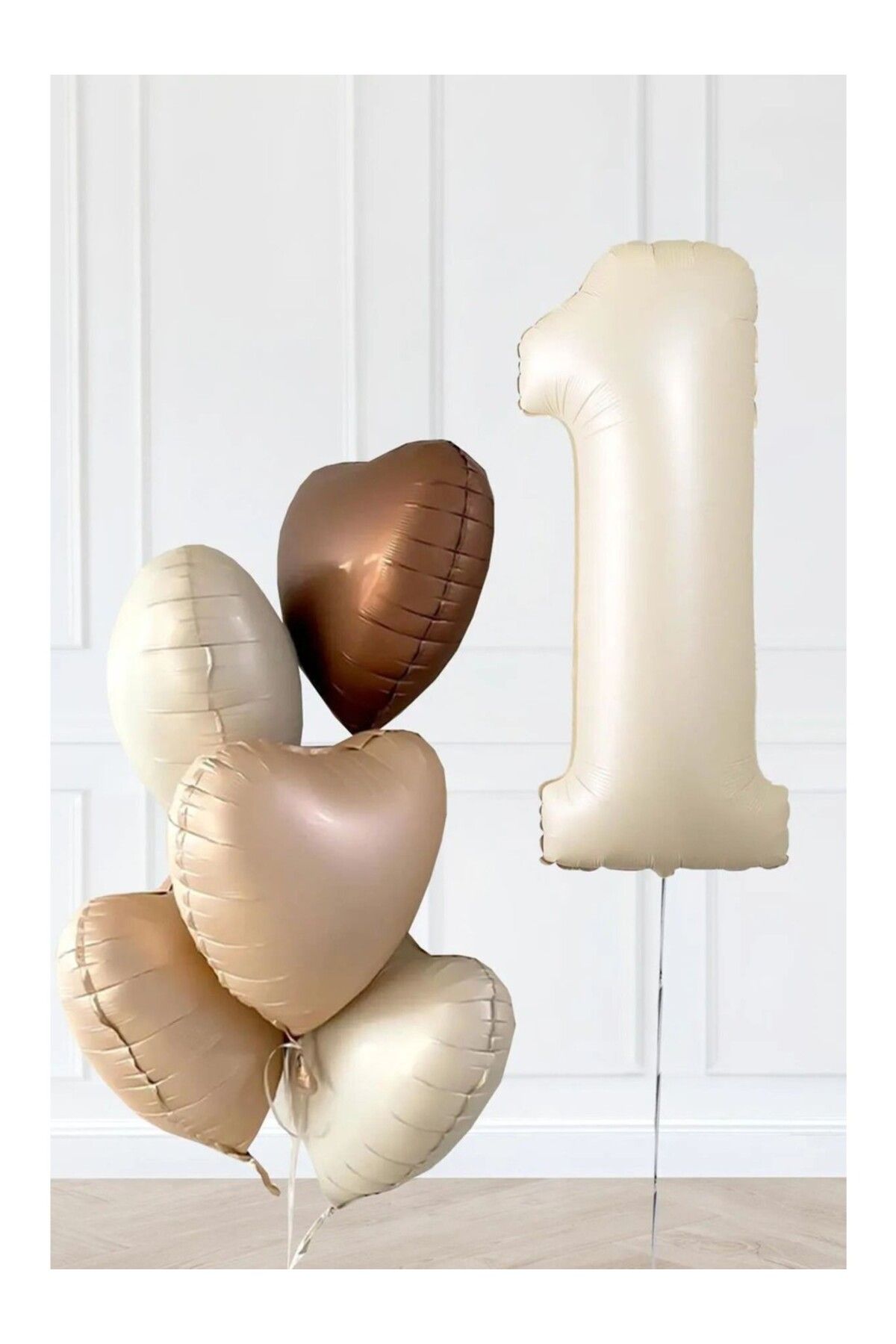 Papatya Party Yaş Temalı Retro Bej Yaş Balonlu Latte Bej Kahve Kalpli Retro Doğum Günü Yaş Balon Set