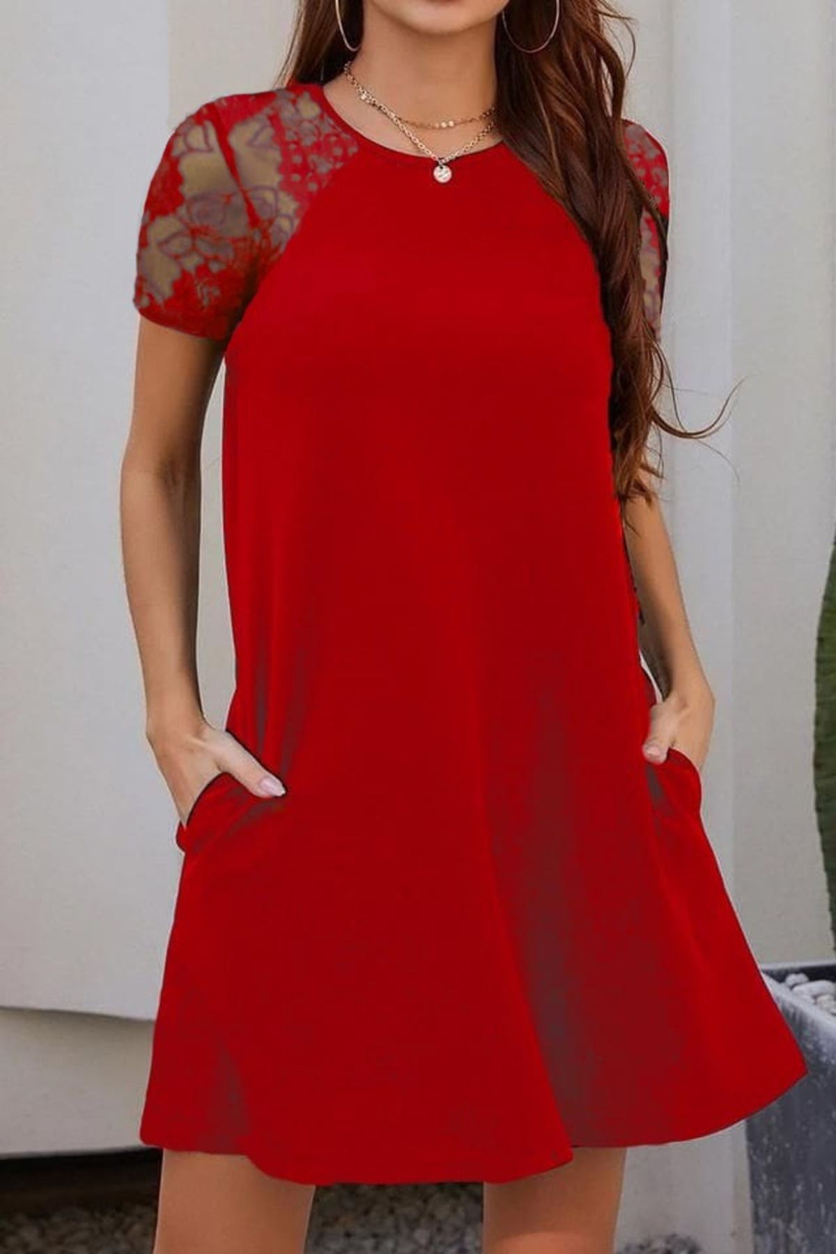 velmorafashion Kol Dantel Viskon Elbise