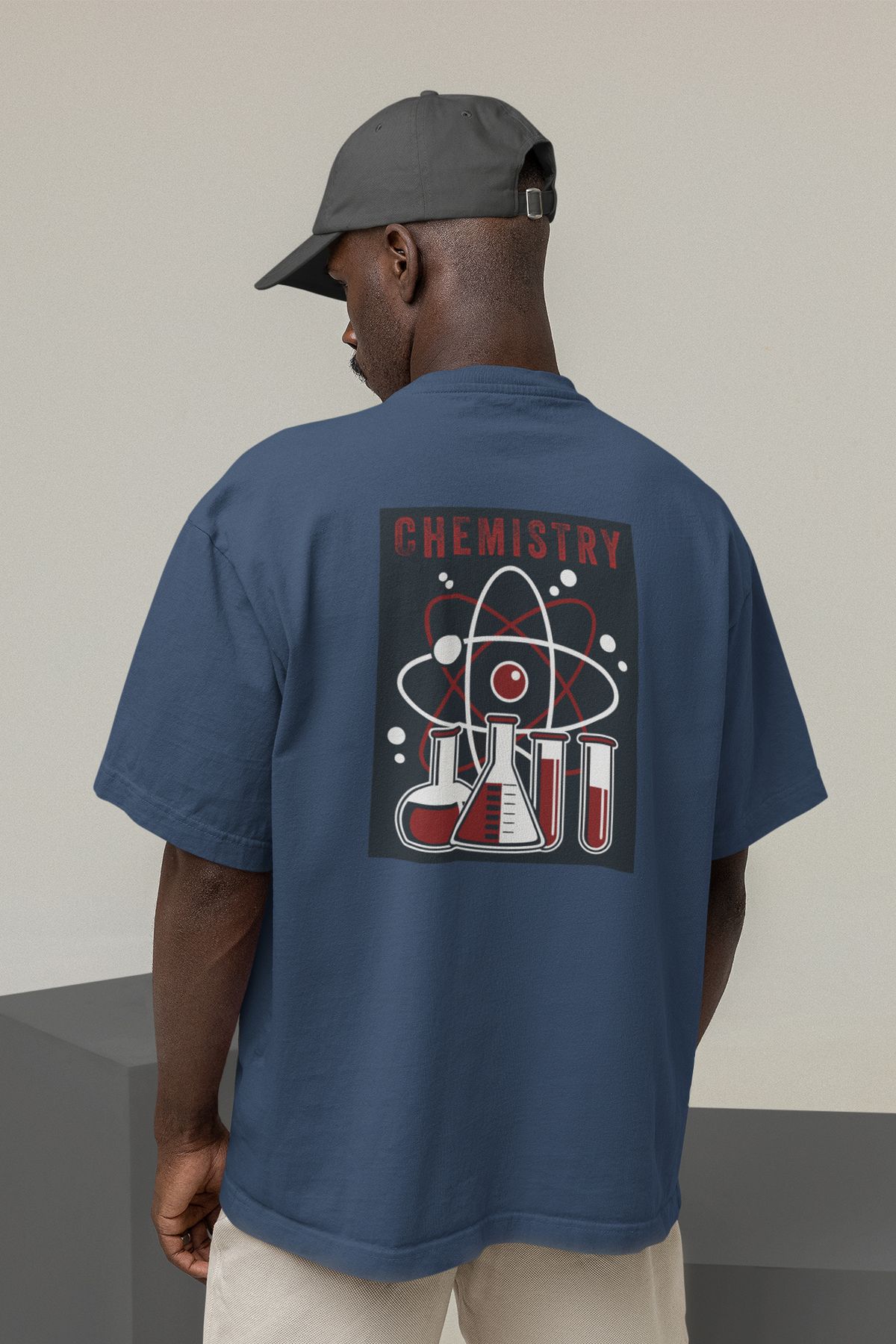 Uniquetex NUBENSE / KİMAS-24 - Oversize Unisex Kimya Baskılı Füme Bisiklet Yaka T-shirt (Bilim Tişört)