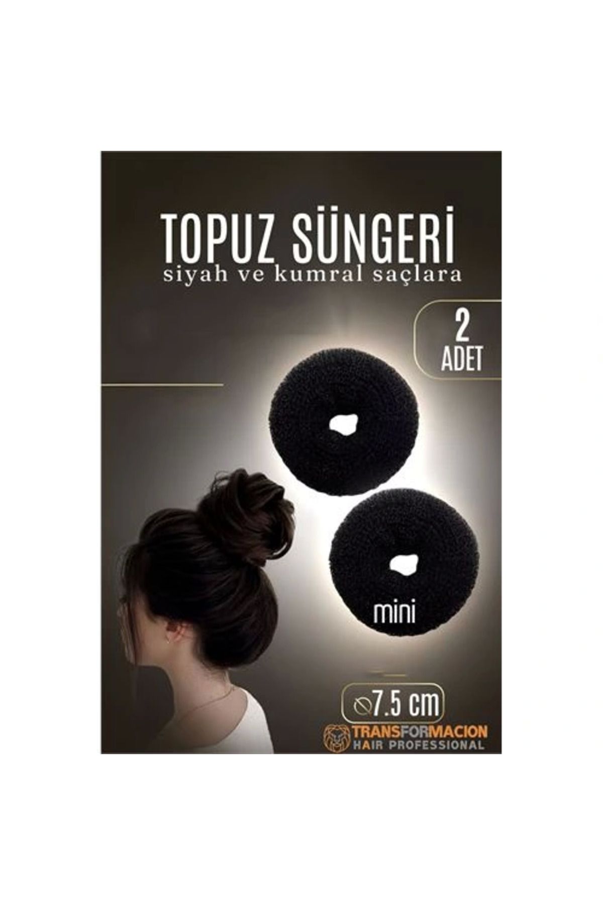 EGstore SİYAH Mini Saç Topuz Süngeri 2 ADET 7.5 CM Çap 3 cm Kalınlık