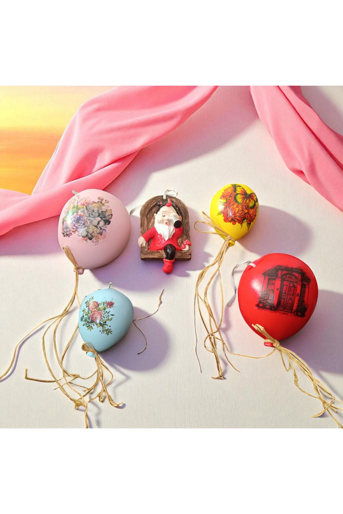 HÇTASARIM Balon saksi cüce duvar balkon bahçe çocuk odası süsü 5 li set