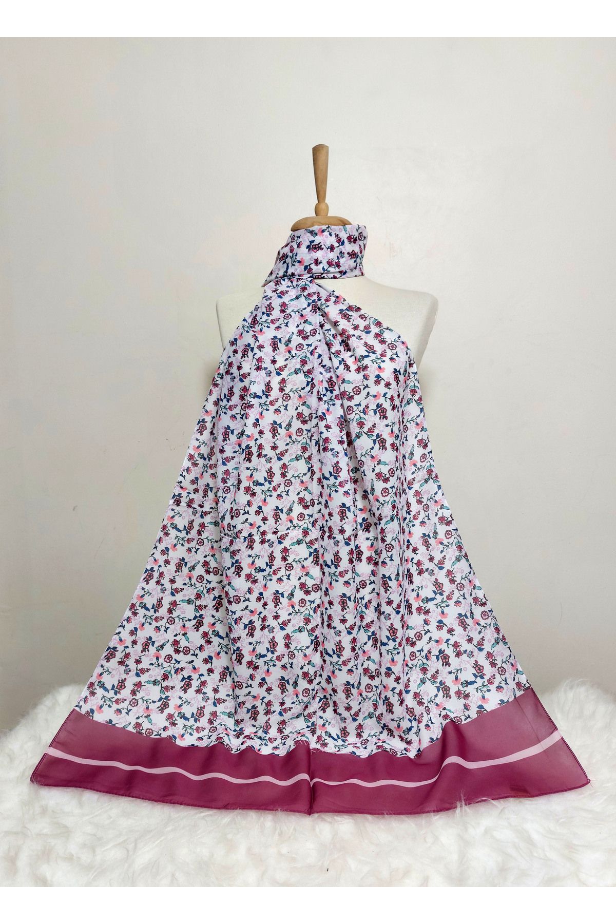 REMOMODA Desenli Şifon Şal Çiçekli Model