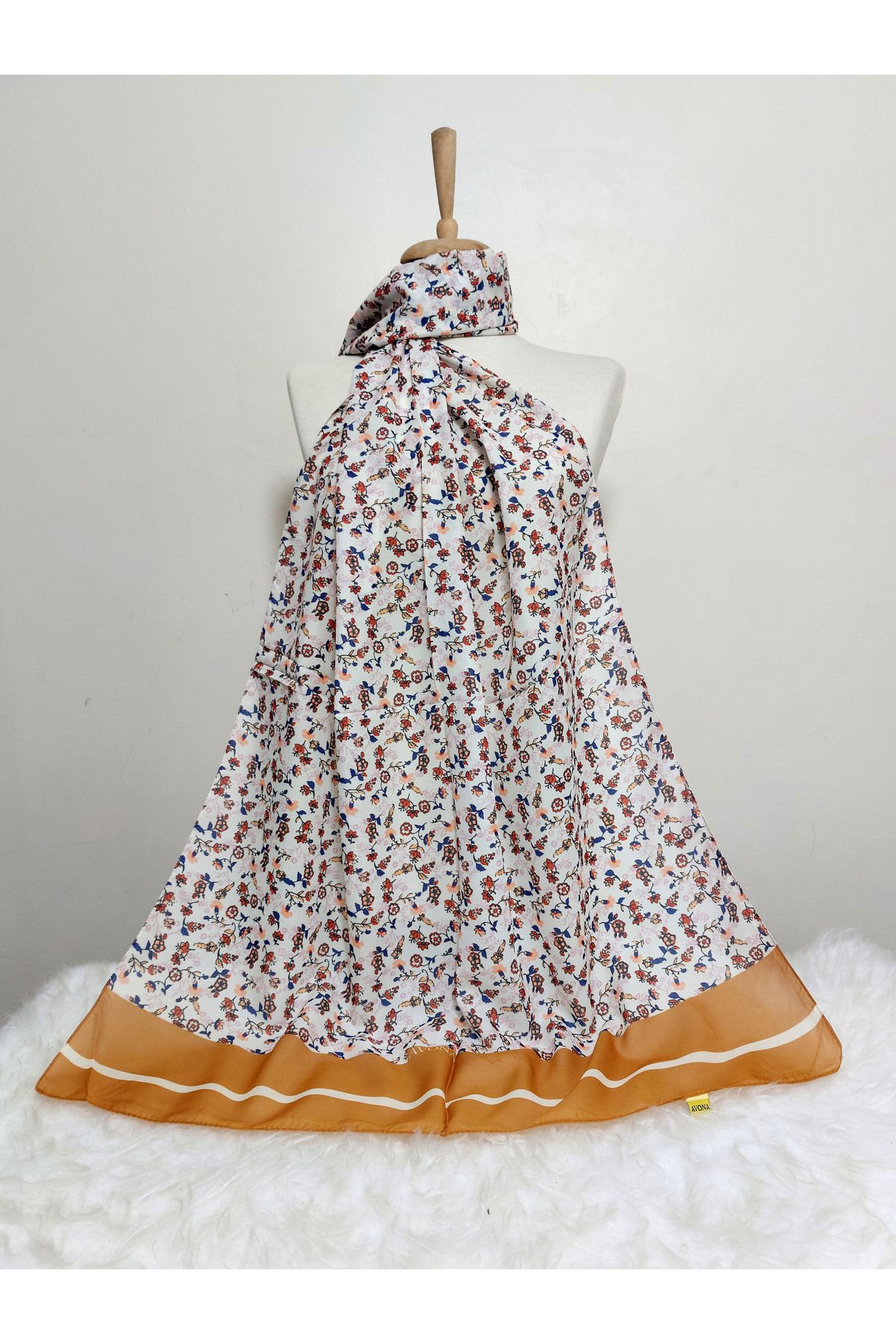 REMOMODA Desenli Şifon Şal Çiçekli Model