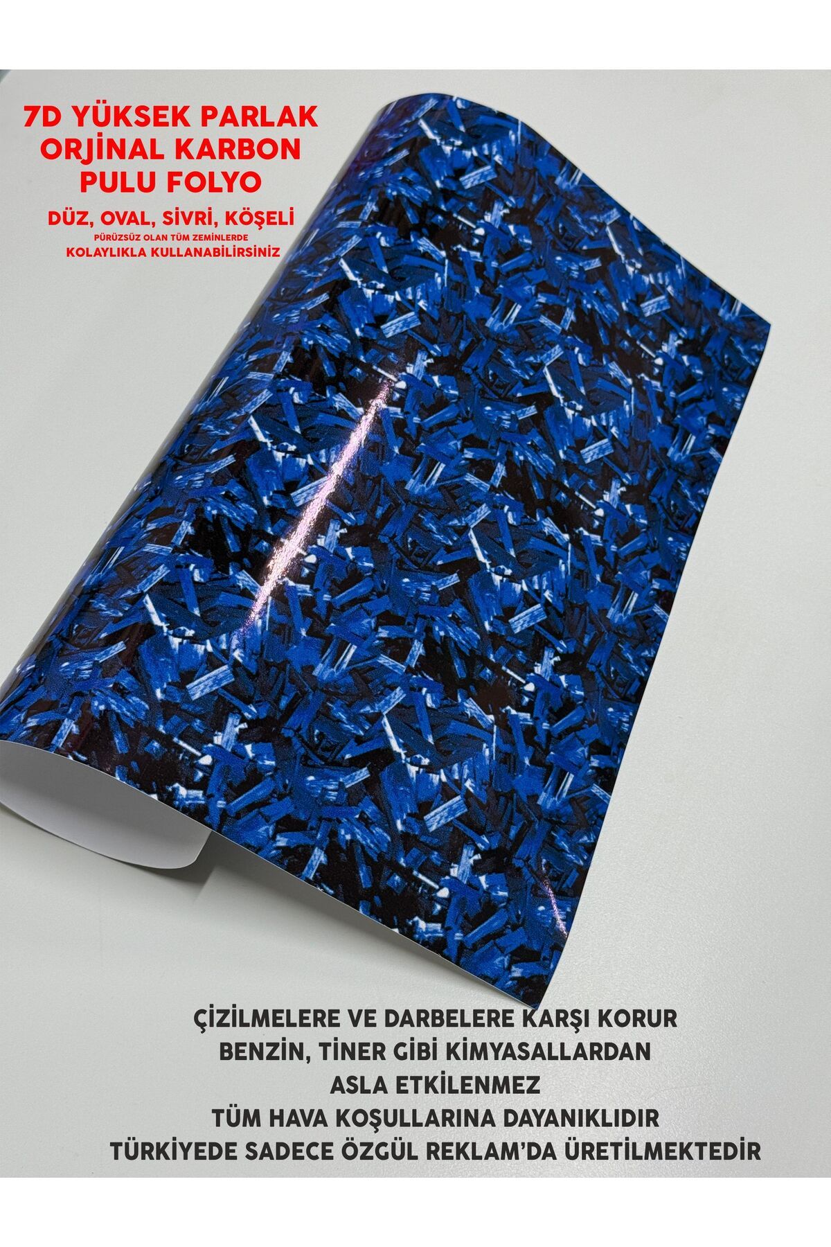 ÖZGÜL REKLAM Yüksek Parlak Orijinal Karbon Fiber Folyo / 7D Karbon Fiber Folyo / Karbon Pulu Folyo 50x25 CM
