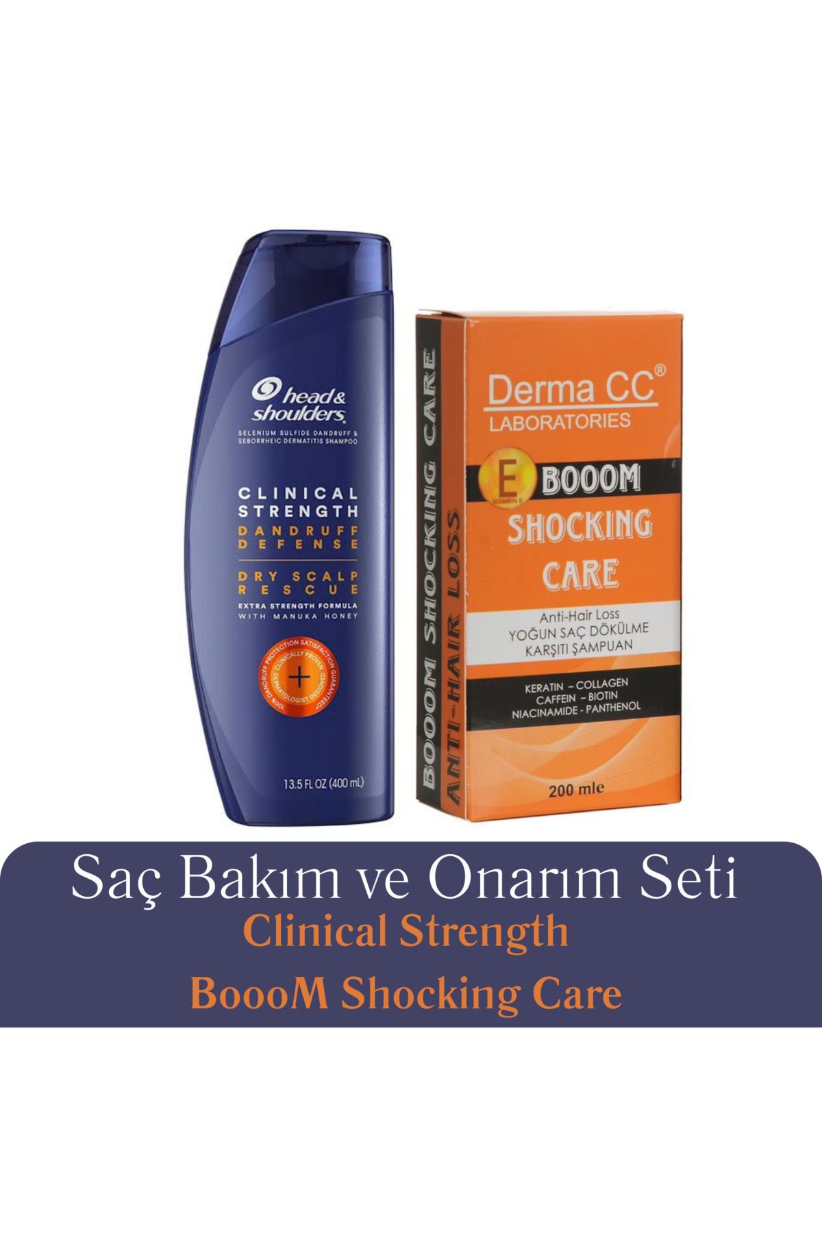 head and shoulders Clinical Strength Kepek Şampuanı 400m + Derma Cc Laboratorıes Booom Şampuan 200m