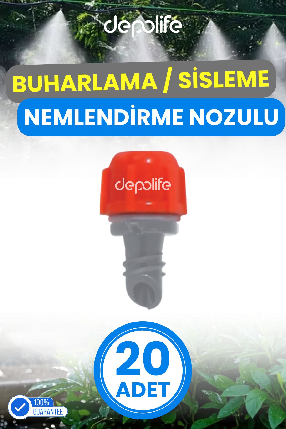 Depolife Sisleme Misting Buharlama Serinletme Nozulu Sera Nemlendirme Spreyi Kafa Sulama Ekipmanları Mist