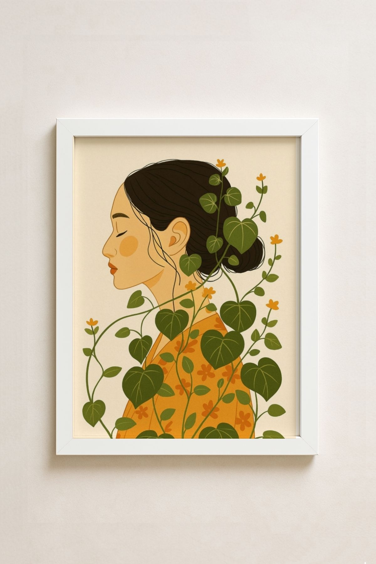 Sweet Souls İllüstrasyon Poster – A4 Beyaz Çerçeveli, Pleksi Koruma, Duvar Tipi