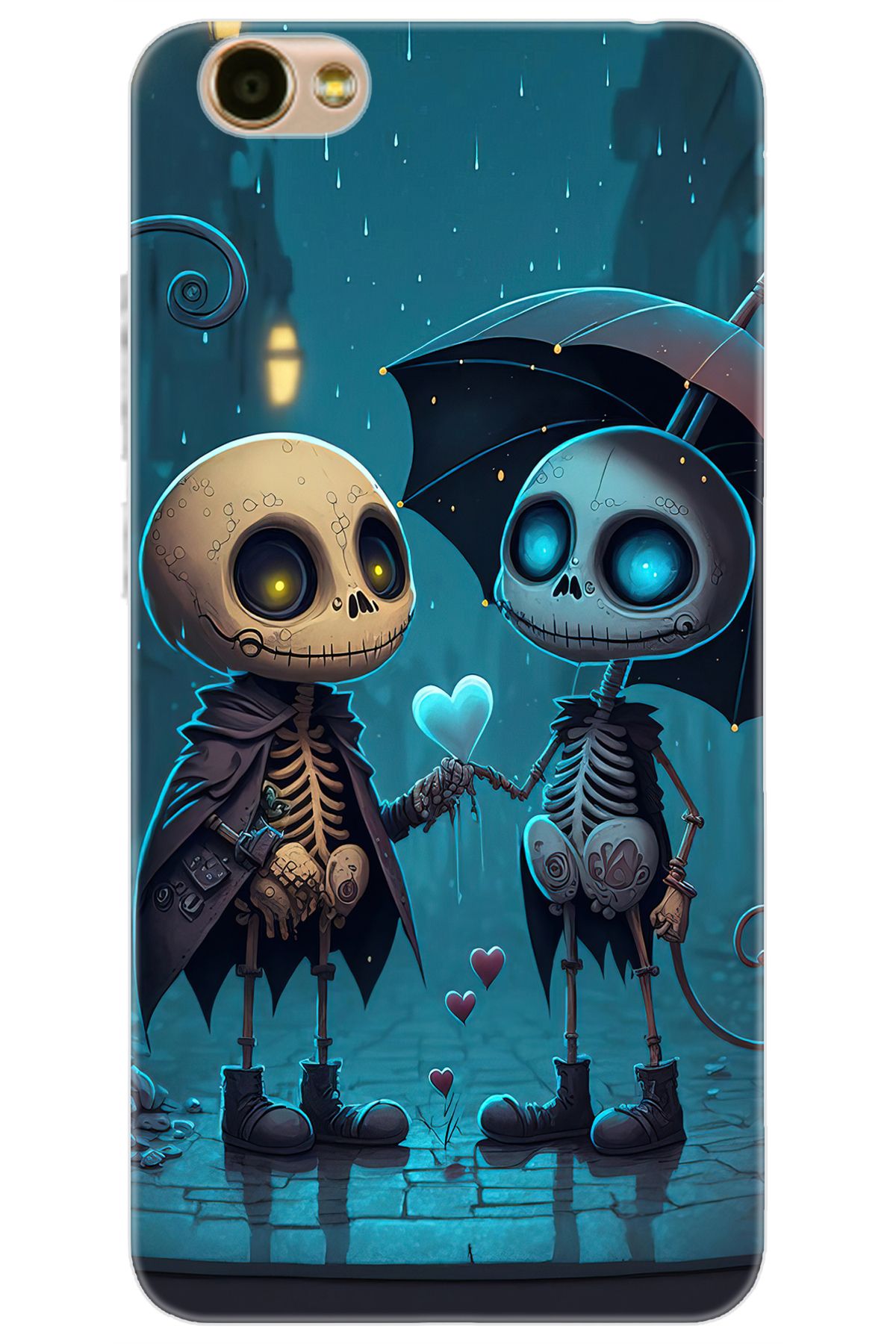 Ceppare Vestel Venüs E3 Uyumlu Kılıf Desen Baskılı Silikon Aşık İskeletler STK:733 CP-umPwnWR