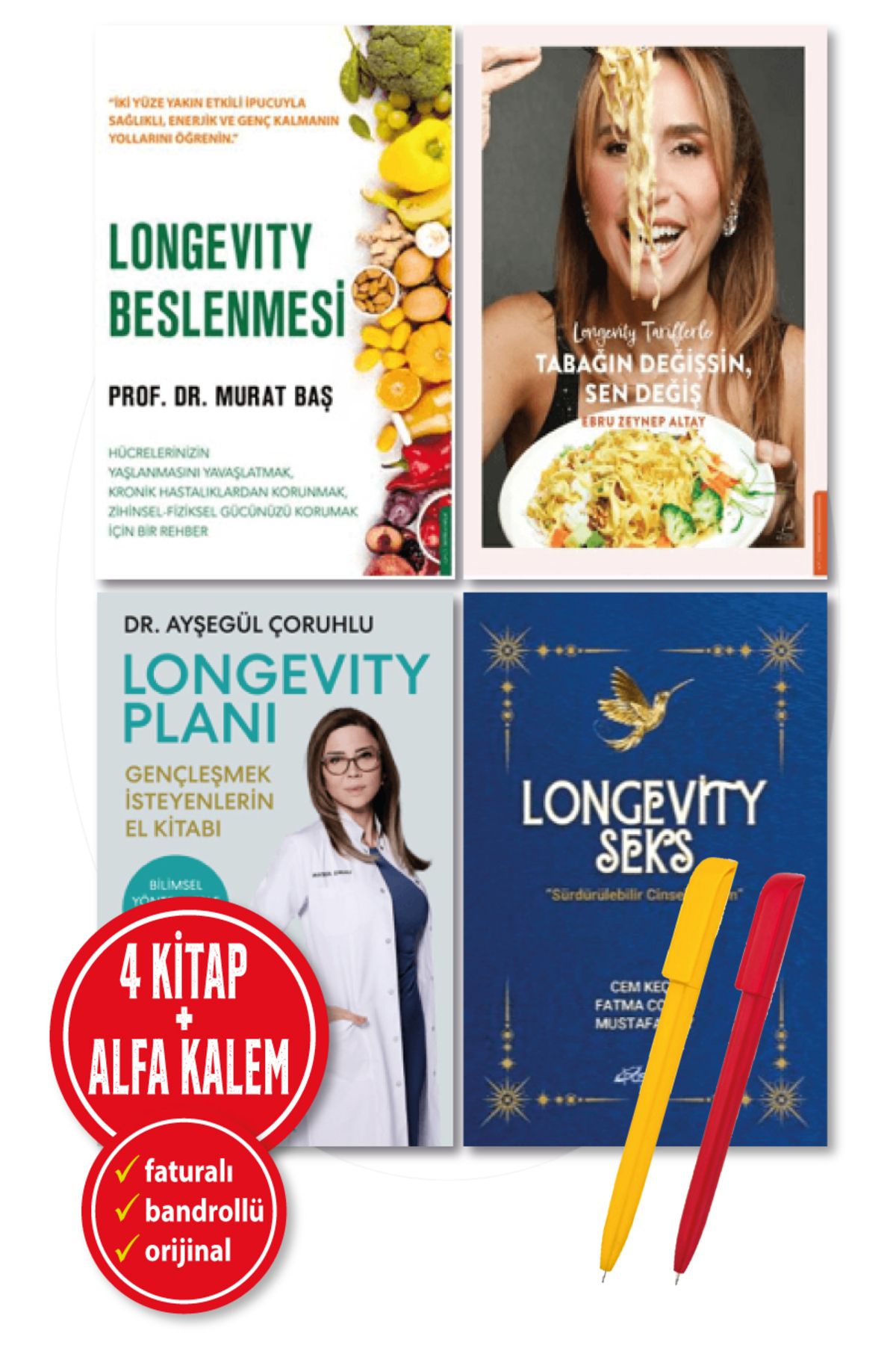 Destek Yayınları Alfa Kalem+Longevity 4 Kitap Seks+Planı+Beslenmesi+Tarifler(Cem Keçe+Murat Baş+Ayşegül+Ebru Zeynep)