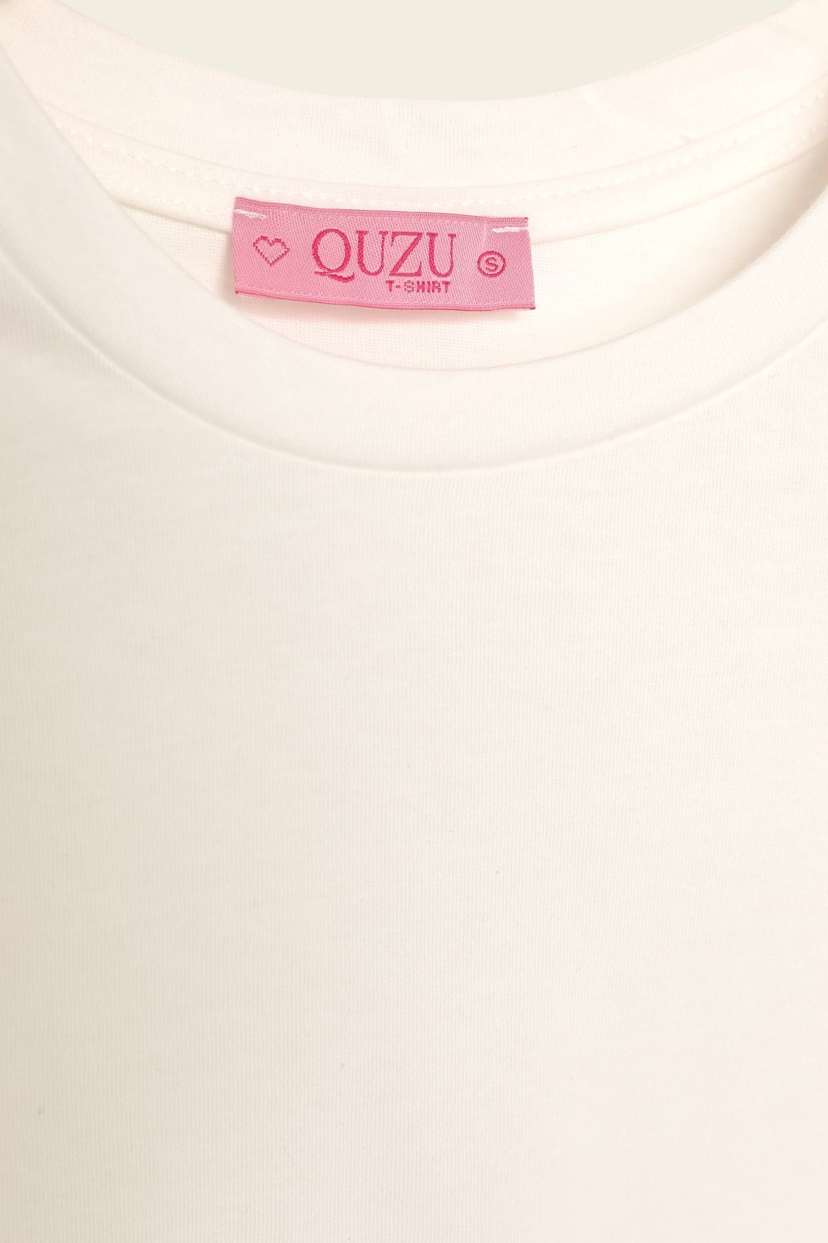 Quzu-تي شيرت أساسي كبير الحجم برقبة دائرية إكرو 2