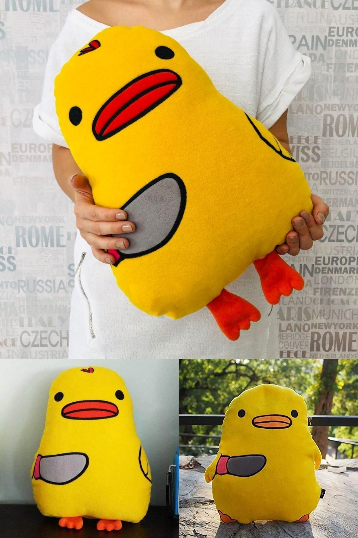 Midday Bıçaklı Civciv Peluş Yastık Komik ve Yumuşak Dekoratif Peluş Hediye 40 cm Sevimli Eğlenceli Yastık🐤