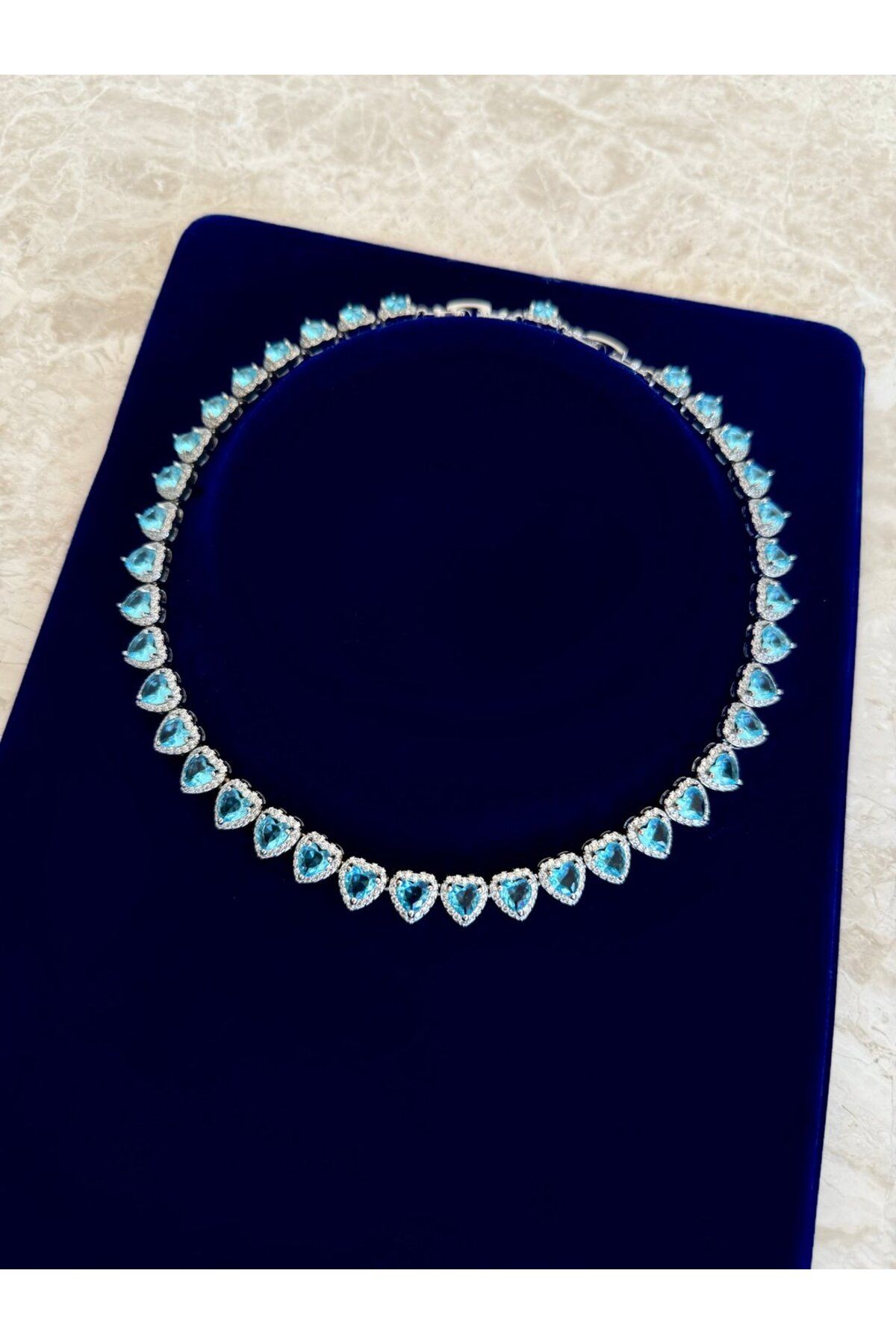 h&b design jewel Mavi Kalpli Su Yolu Kolye