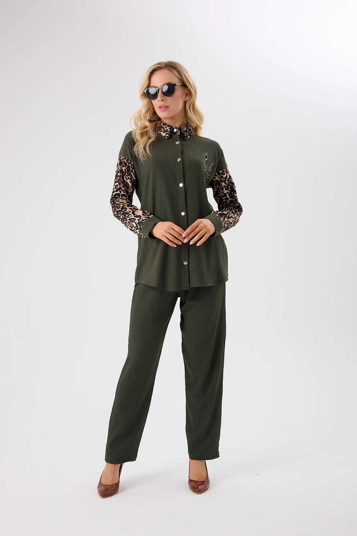 sernoy lomera SL4633-Leopar Garnili Taşlı Alt Üst İkili Takım