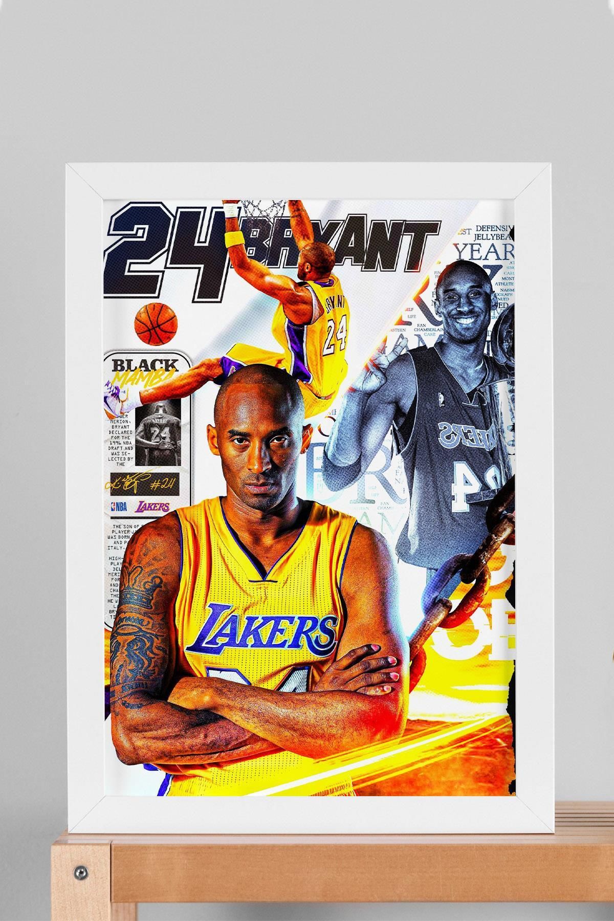 Saturn Kobe Bryant Çerçeveli Tablo - Los Angeles Lakers NBA Posteri Tablo