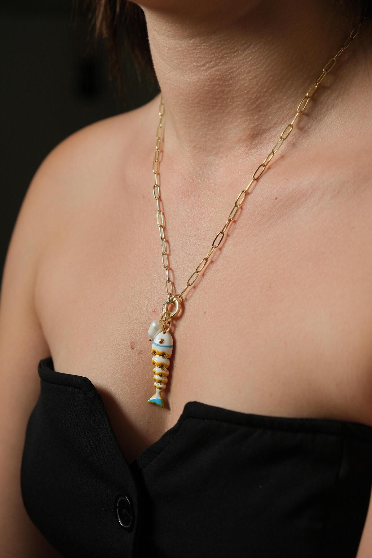 Elizzz ACCESSORY Balıklı Kolye hareketli