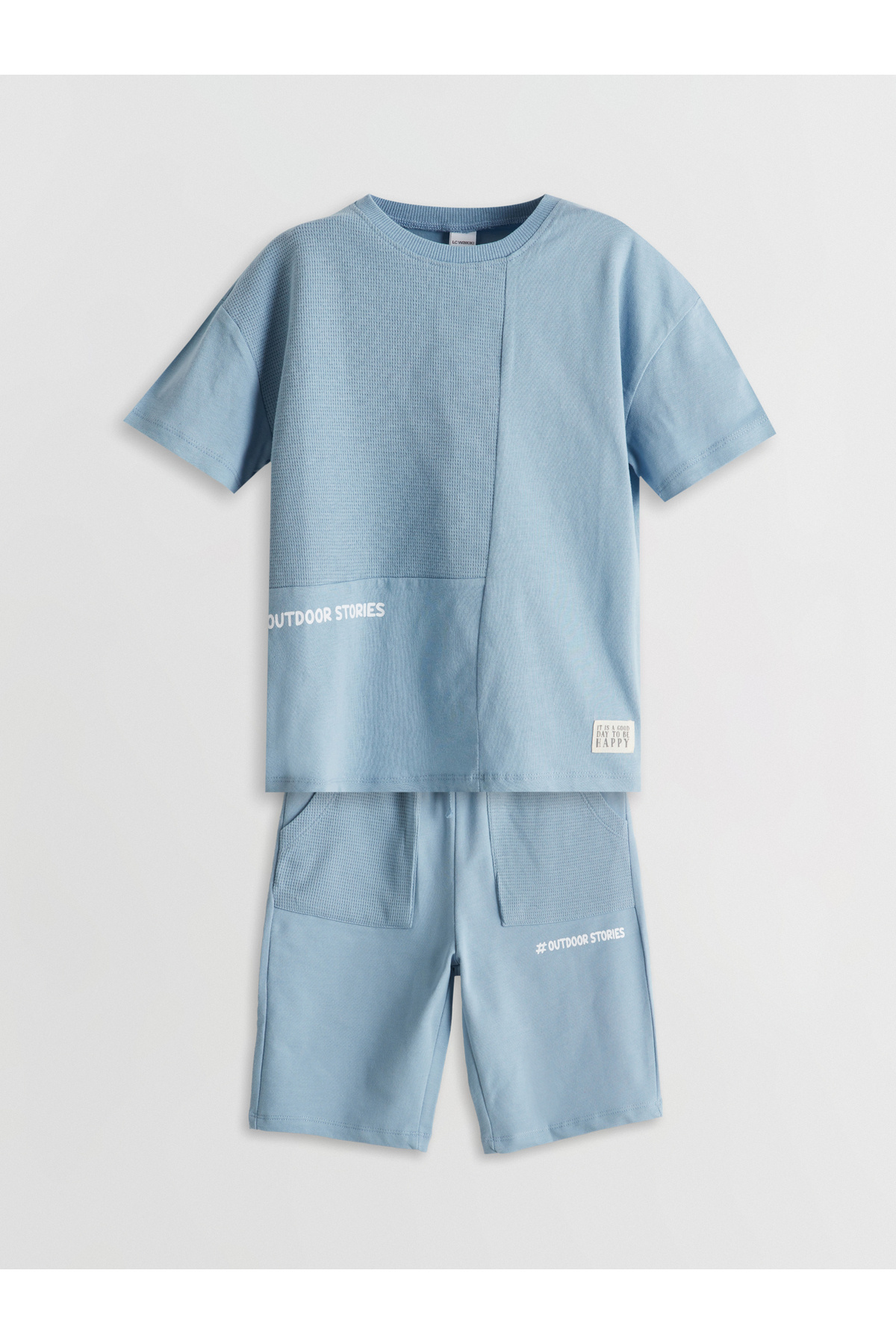 LC Waikiki-Bedrucktes Jungen-T-Shirt und Shorts mit Rundhalsausschnitt, 2er-Pack 1