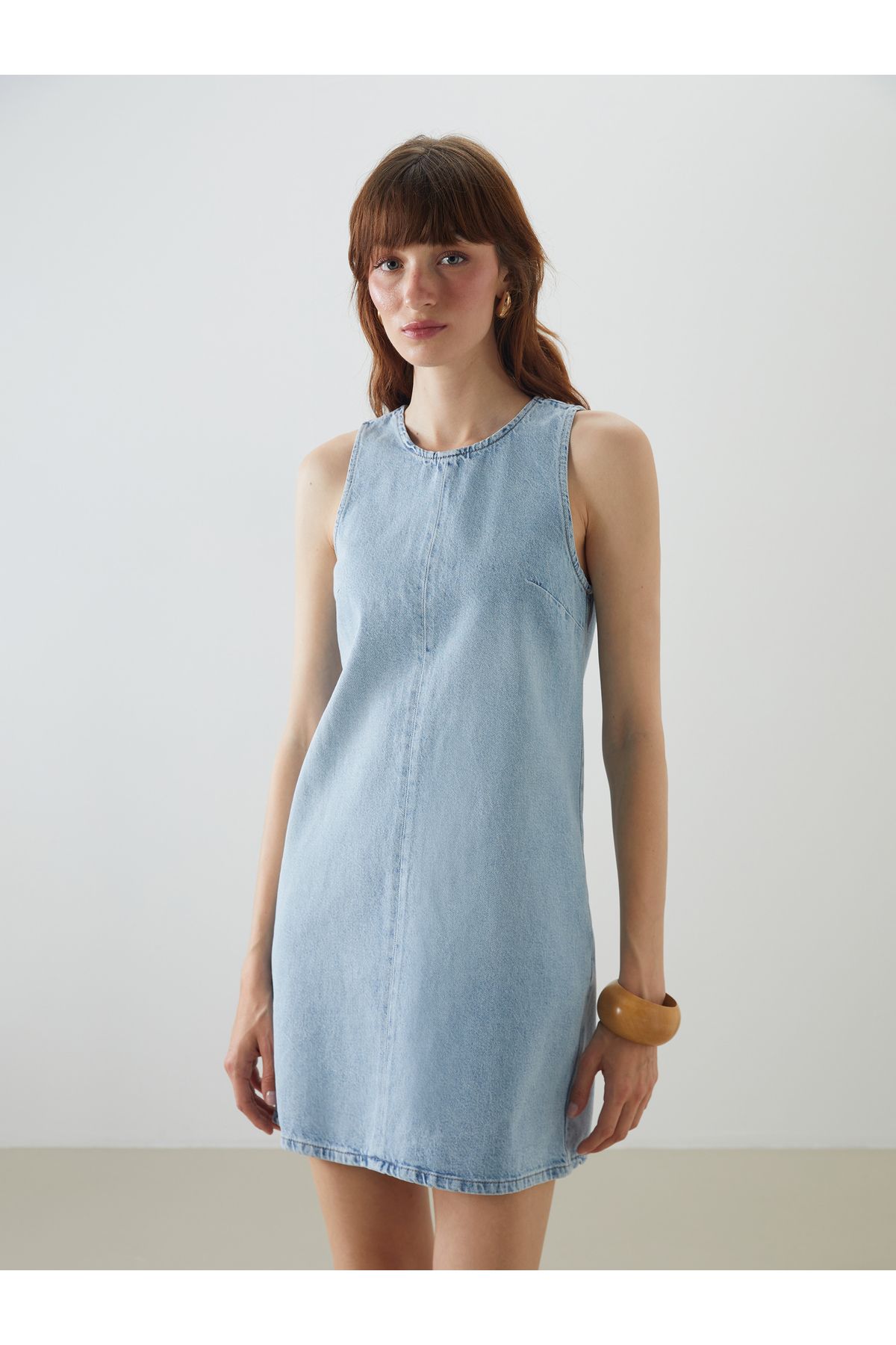 LC Waikiki-Μίνι τζιν φόρεμα με γιακά Halter σε γραμμή Α 2