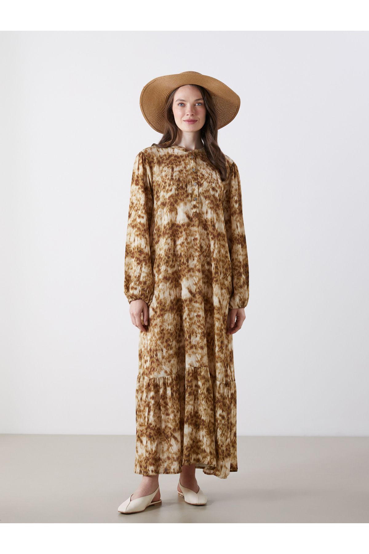 LC Waikiki-Judge Collar Patterned A-Line Dress 1