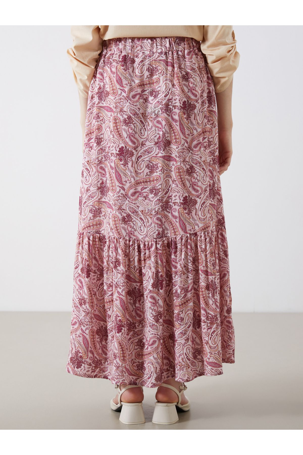 LC Waikiki-Patterned Pleated Skirt with Elastic Waist 4