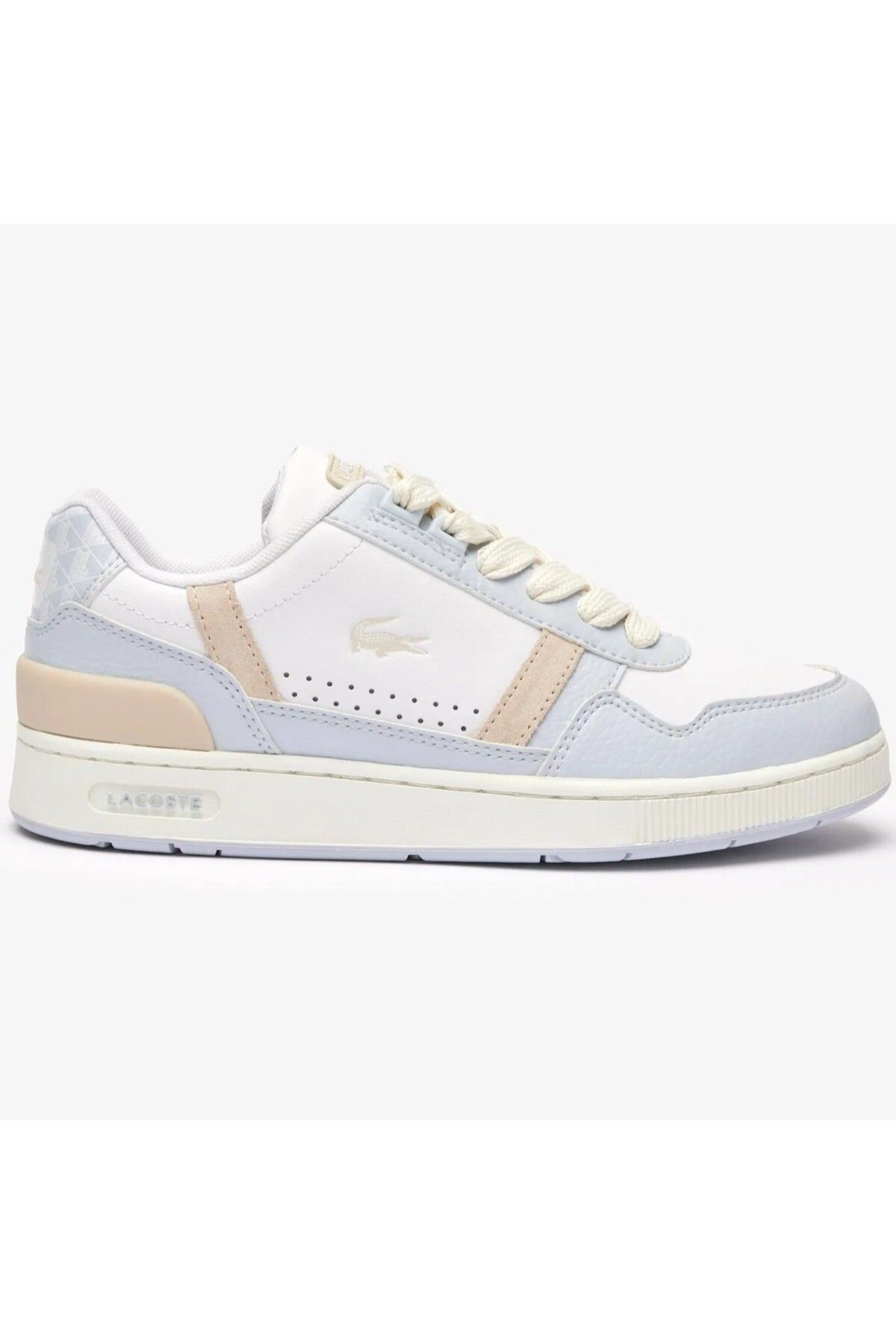 Lacoste T-Clip Hakiki Deri Kadın Sneaker Beyaz Mavi