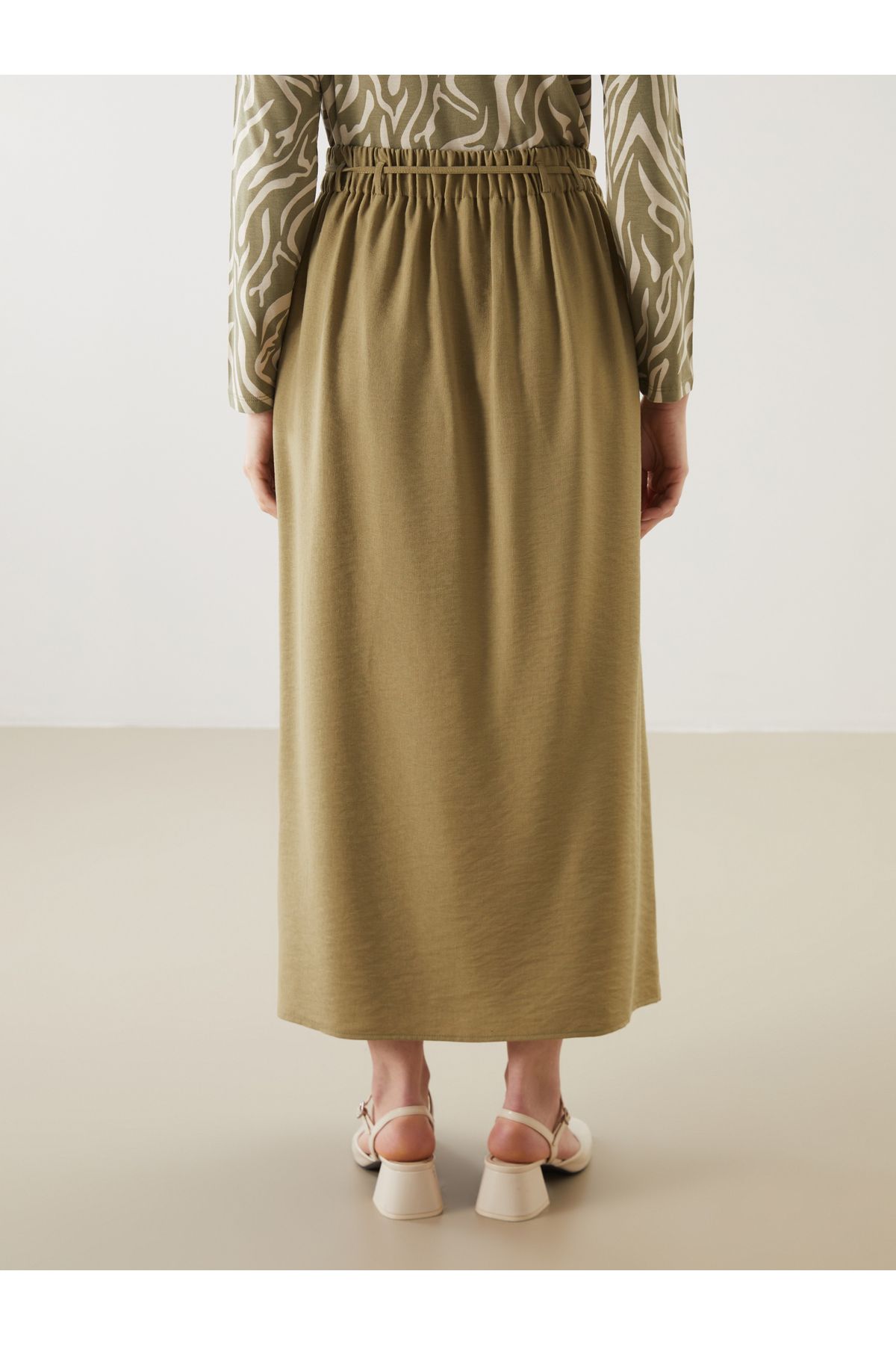 LC Waikiki-Linen Look Skirt with Elastic Waist 4