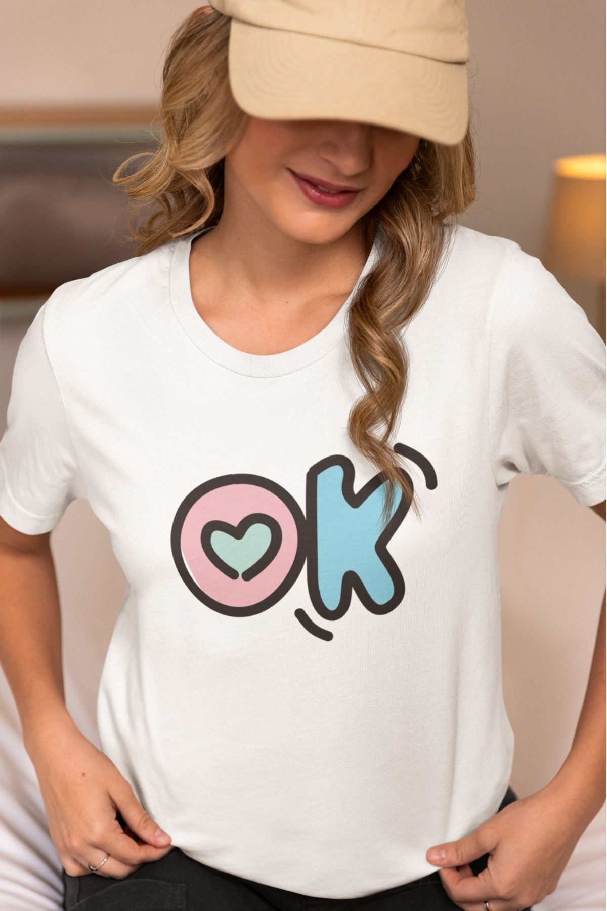 ArtYus Unisex Erkek/Kadın OKEY Renkli Baskılı Oversize %100 Pamuklu T-Shirt