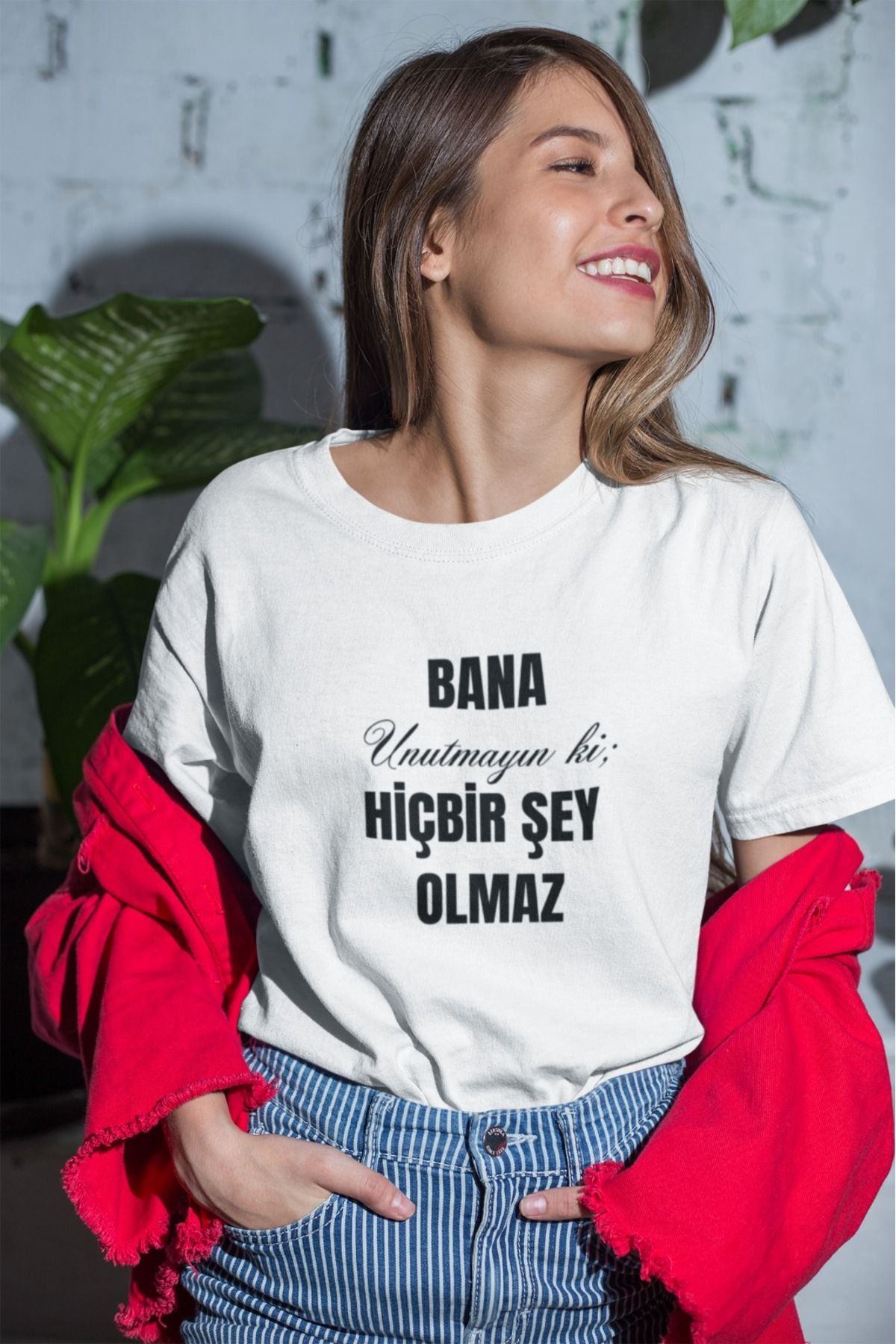ArtYus Unisex Erkek/Kadın Bana Unutmayın ki Hiçbir Şey Olmaz Renkli Baskılı Oversize %100 Pamuklu T-Shirt
